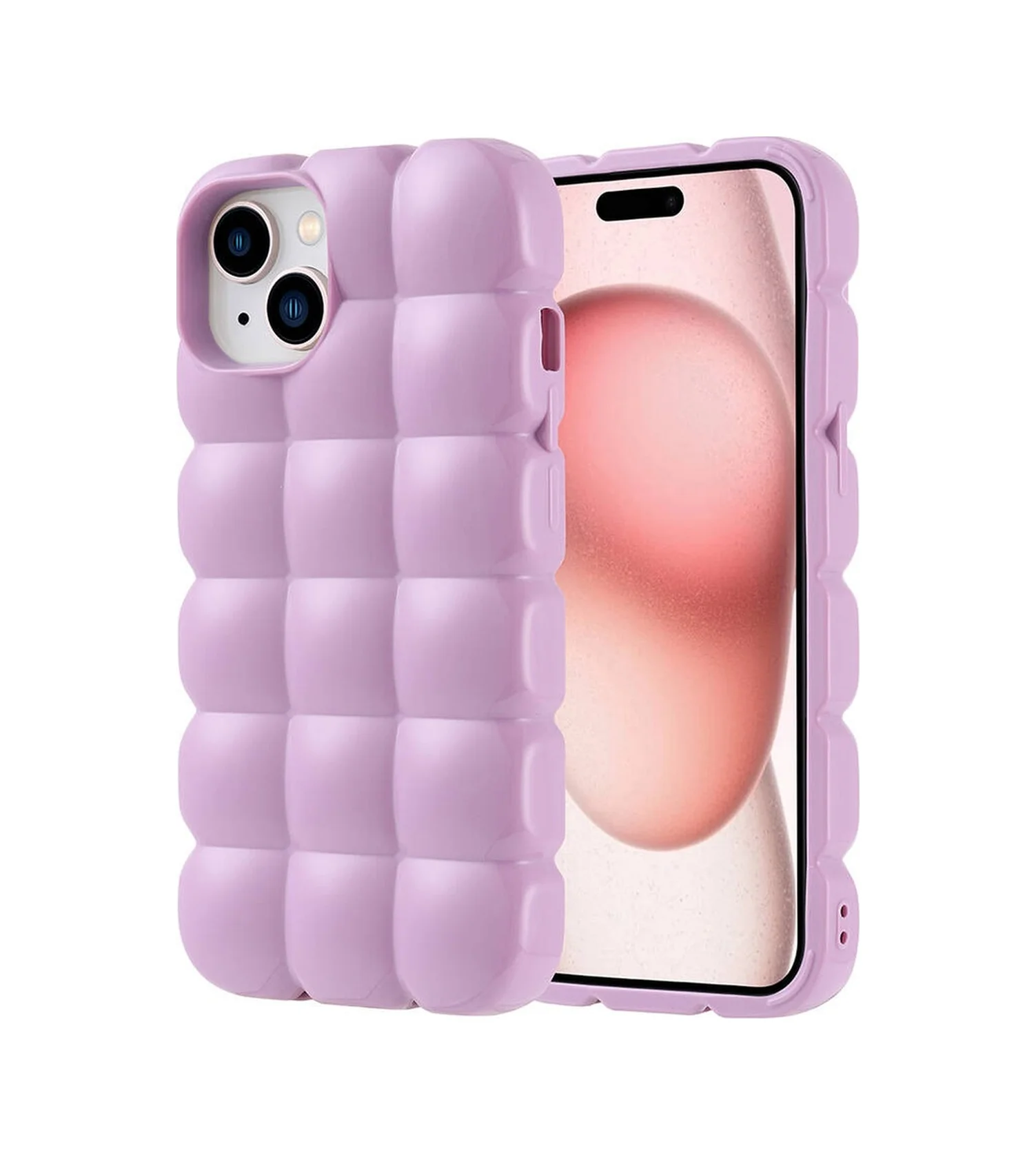 Lexroo Apple iPhone Uyumlu 15 Kılıf Parlak Esnek Silikon Dom Dom Kılıf - Lila Lexroo Apple iPhone Uyumlu 15 Kılıf Parlak Esnek Silikon Dom Dom Kılıf - Lila