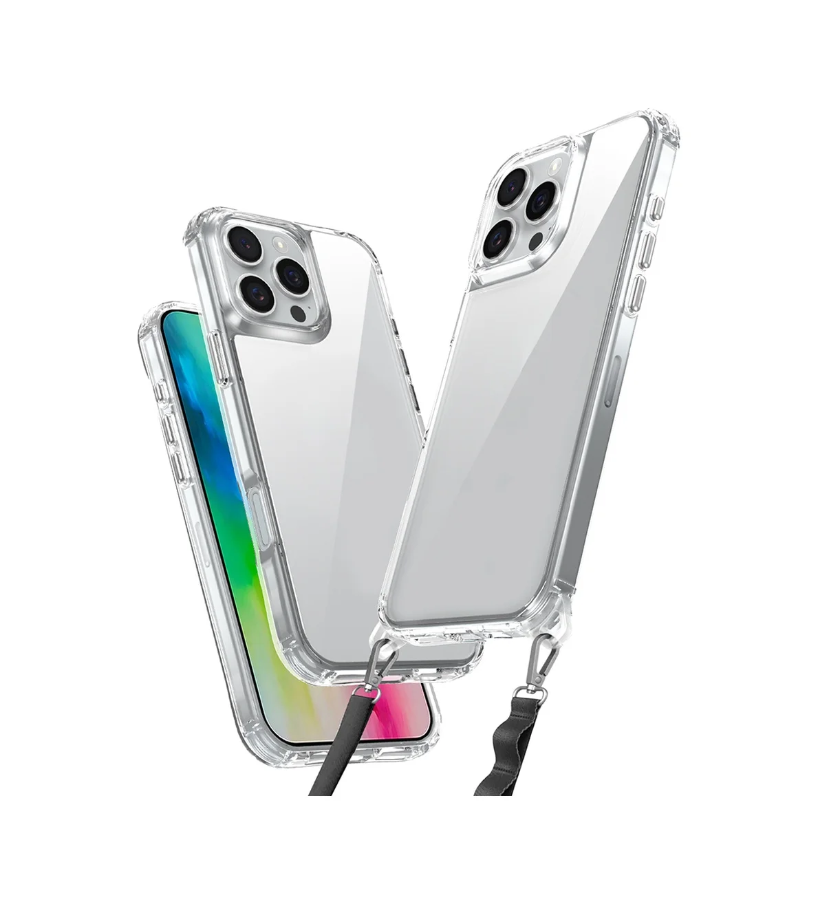 Lexroo Apple iPhone Uyumlu 16 Pro Kılıf Airbagli Takılabilir Askı Aparatlı Snap Silikon Kılıf - Şeffaf Lexroo Apple iPhone Uyumlu 16 Pro Kılıf Airbagli Takılabilir Askı Aparatlı Snap Silikon Kılıf - Şeffaf