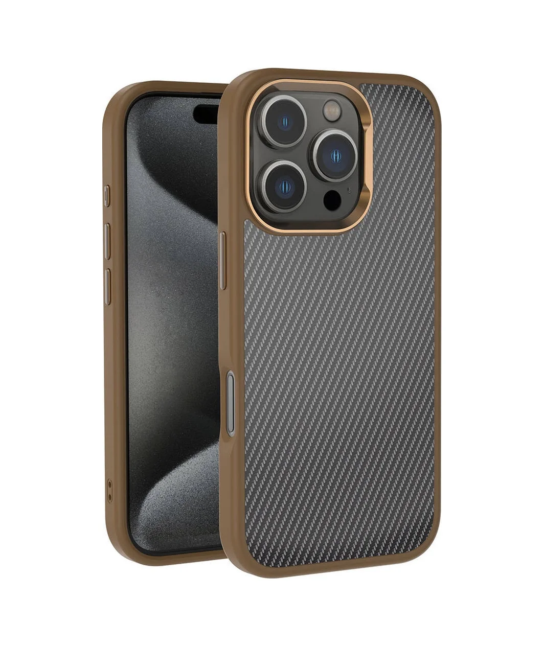 Lexroo Apple iPhone Uyumlu 16 Pro Max Kılıf Karbon Fiber Görünümlü Parlak Kamera Çerçeveli Venus - Rose Brown Çok Renkli Lexroo Apple iPhone Uyumlu 16 Pro Max Kılıf Karbon Fiber Görünümlü Parlak Kamera Çerçeveli Venus - Rose Brown Çok Renkli