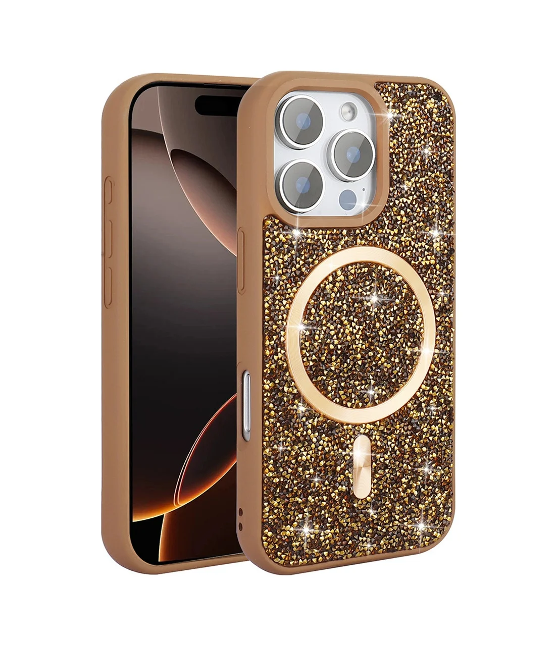 Lexroo Apple iPhone Uyumlu 16 Pro Kılıf Pırlanta Tasarımlı M-safe Şarj Özellikli Mozaik - Desert Titanyum Çok Renkli Lexroo Apple iPhone Uyumlu 16 Pro Kılıf Pırlanta Tasarımlı M-safe Şarj Özellikli Mozaik - Desert Titanyum Çok Renkli