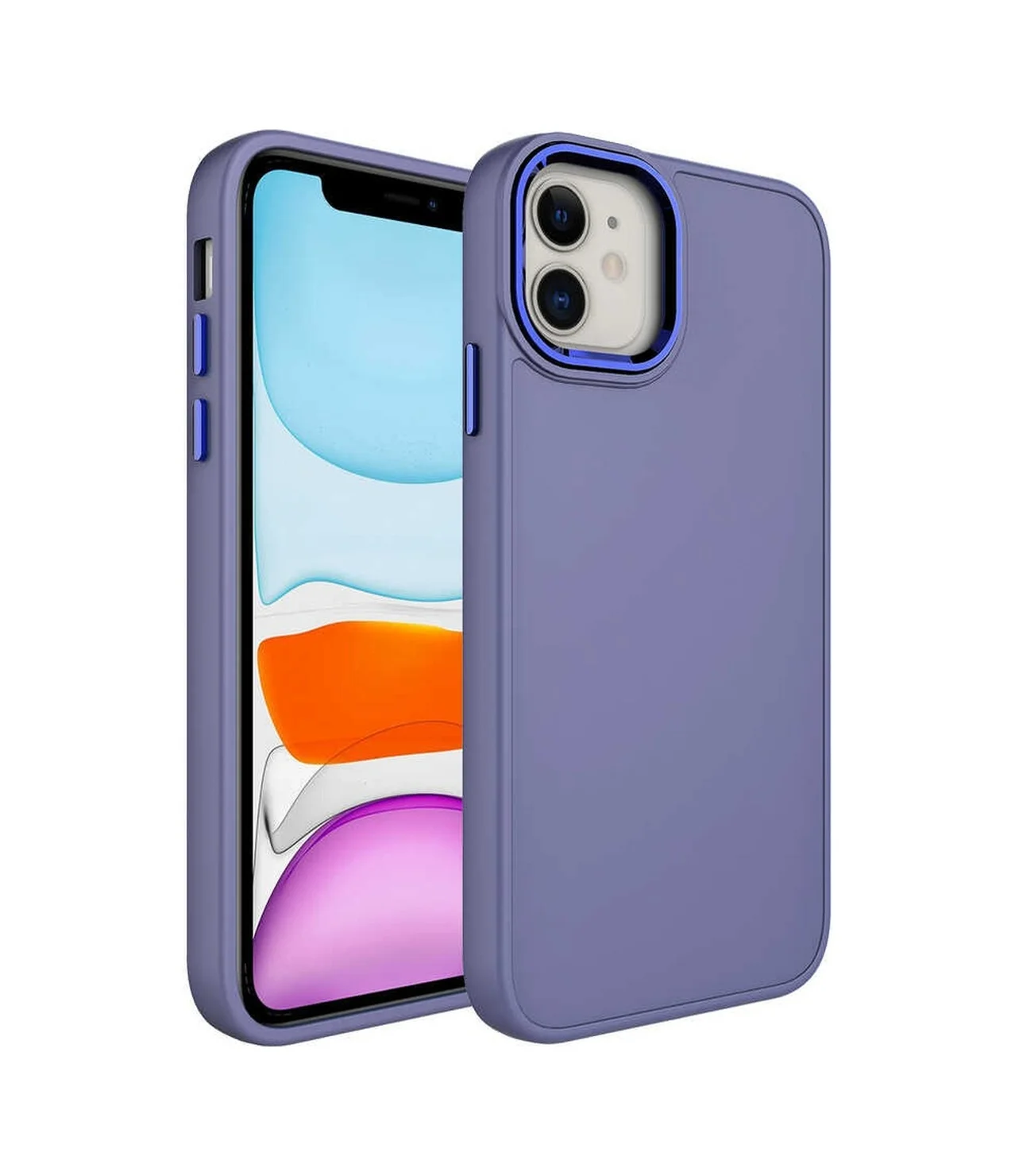 Lexroo Apple iPhone Uyumlu 11 Kılıf Metal Çerçeve Ve Buton Tasarımlı Silikon Luna Kapak - Lavendery Gray Çok Renkli Lexroo Apple iPhone Uyumlu 11 Kılıf Metal Çerçeve Ve Buton Tasarımlı Silikon Luna Kapak - Lavendery Gray Çok Renkli
