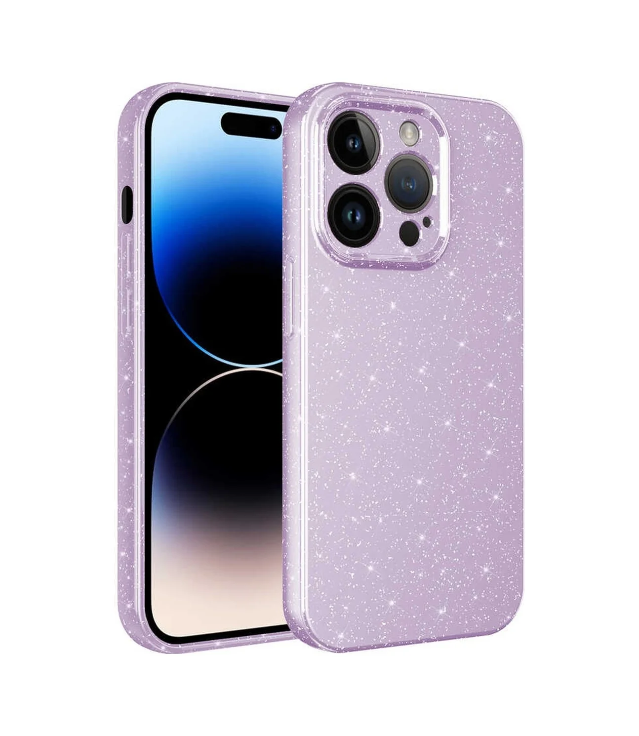 Lexroo Apple iPhone Uyumlu 14 Pro Max Kılıf Kamera Korumalı Simli Lüks Koton Kılıf - Lila Lexroo Apple iPhone Uyumlu 14 Pro Max Kılıf Kamera Korumalı Simli Lüks Koton Kılıf - Lila