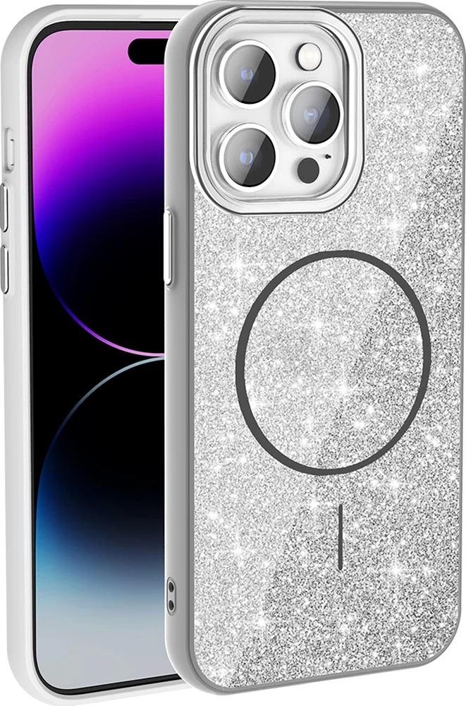Lexroo Apple iPhone Uyumlu 14 Pro Max Kılıf M-safe Şarj Özellikli Parlayan Simli Okso Kılıf - Beyaz Lexroo Apple iPhone Uyumlu 14 Pro Max Kılıf M-safe Şarj Özellikli Parlayan Simli Okso Kılıf - Beyaz