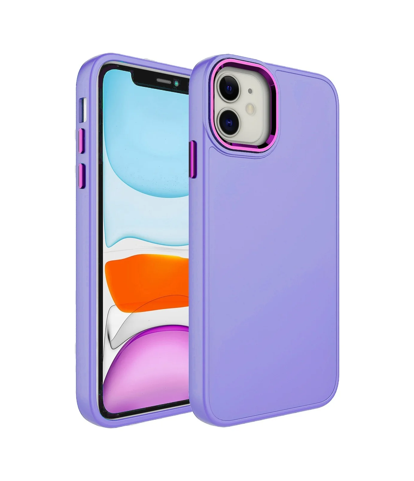 Lexroo Apple iPhone Uyumlu 11 Kılıf Metal Çerçeve Ve Buton Tasarımlı Silikon Luna Kılıf - Lila Lexroo Apple iPhone Uyumlu 11 Kılıf Metal Çerçeve Ve Buton Tasarımlı Silikon Luna Kılıf - Lila