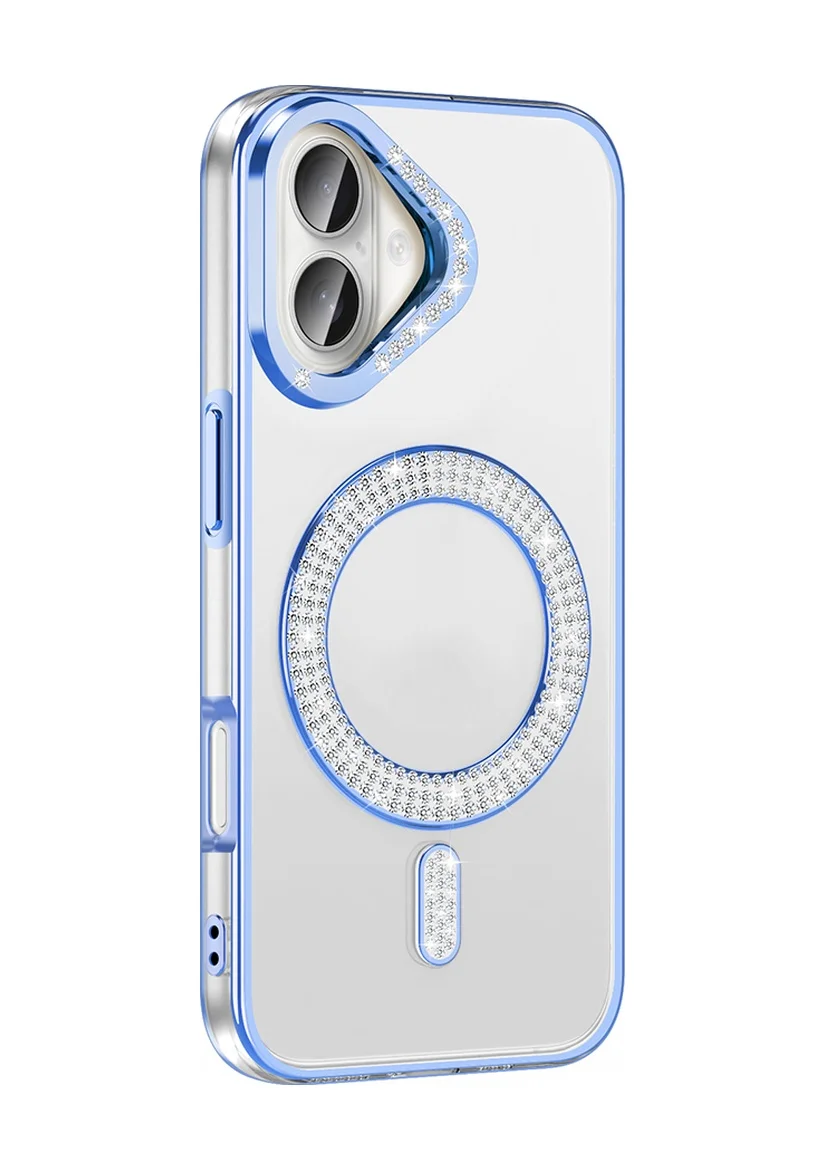 Lexroo Apple iPhone Uyumlu 16 Plus Kılıf Pırlanta Taş Tasarımlı M-safe Şarj Özellikli Karetta Silikon - Mavi Lexroo Apple iPhone Uyumlu 16 Plus Kılıf Pırlanta Taş Tasarımlı M-safe Şarj Özellikli Karetta Silikon - Mavi