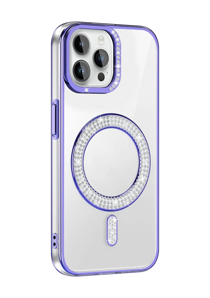 Lexroo Apple iPhone Uyumlu 12 Pro Kılıf Pırlanta Taş Tasarımlı M-safe Şarj Özellikli Karetta Silikon Kılıf - Mor Lexroo Apple iPhone Uyumlu 12 Pro Kılıf Pırlanta Taş Tasarımlı M-safe Şarj Özellikli Karetta Silikon Kılıf - Mor