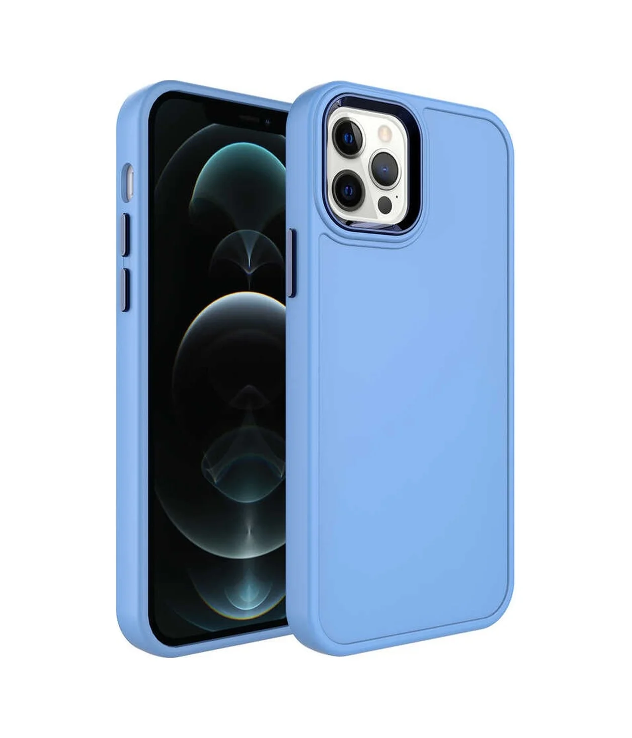 Lexroo Apple iPhone Uyumlu 12 Pro Max Kılıf Metal Çerçeve Ve Buton Tasarımlı Sert Botox Kılıf - Mavi Lexroo Apple iPhone Uyumlu 12 Pro Max Kılıf Metal Çerçeve Ve Buton Tasarımlı Sert Botox Kılıf - Mavi