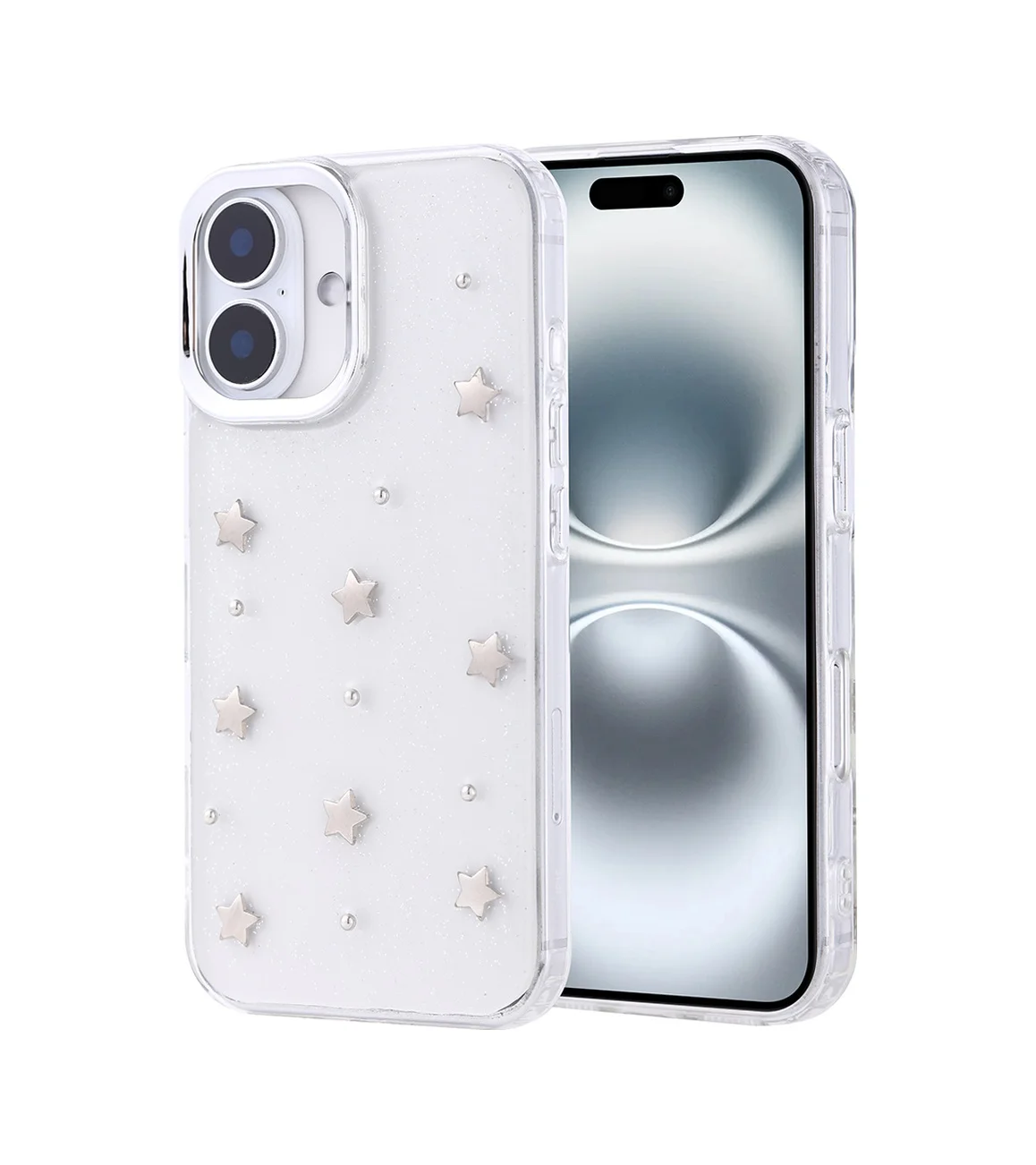 Lexroo Apple iPhone Uyumlu 16 Plus Kılıf Airbag Tasarımlı Simli Şeffaf Kutup Kılıf - Yıldız Lexroo Apple iPhone Uyumlu 16 Plus Kılıf Airbag Tasarımlı Simli Şeffaf Kutup Kılıf - Yıldız
