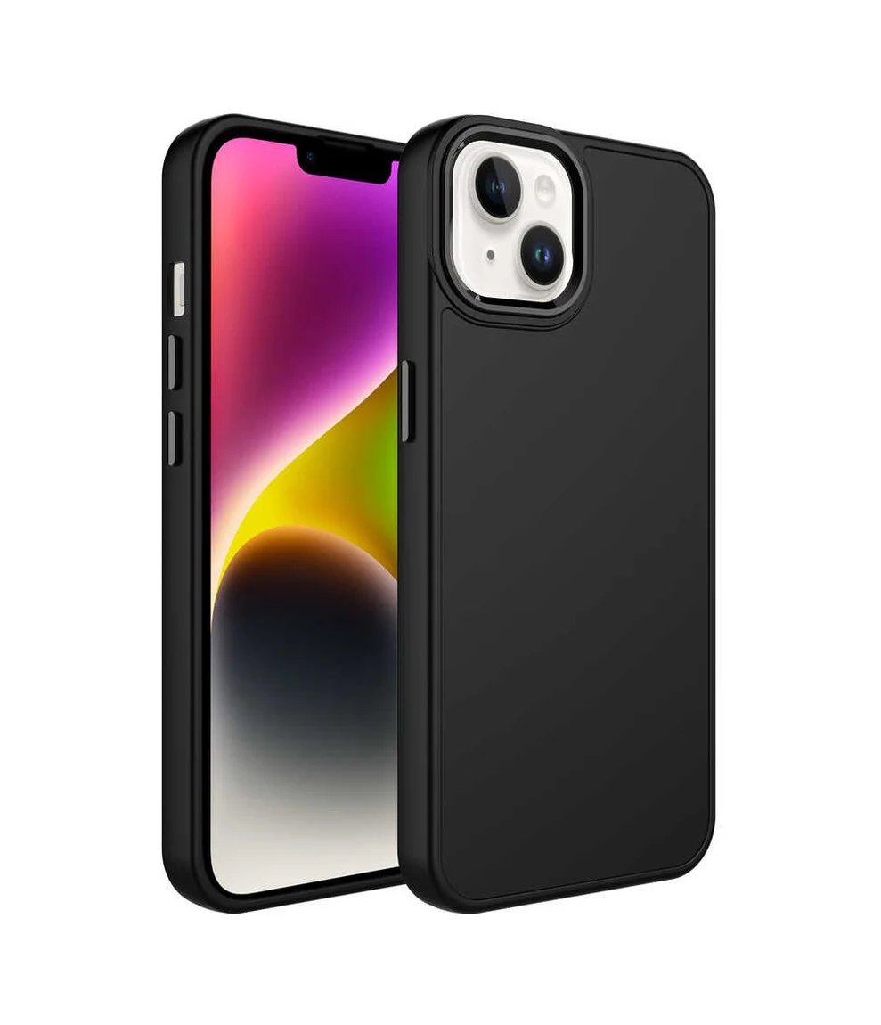 Lexroo Apple iPhone Uyumlu 14 Kılıf Metal Çerçeve Ve Buton Tasarımlı Silikon Luna Kılıf - Siyah Lexroo Apple iPhone Uyumlu 14 Kılıf Metal Çerçeve Ve Buton Tasarımlı Silikon Luna Kılıf - Siyah