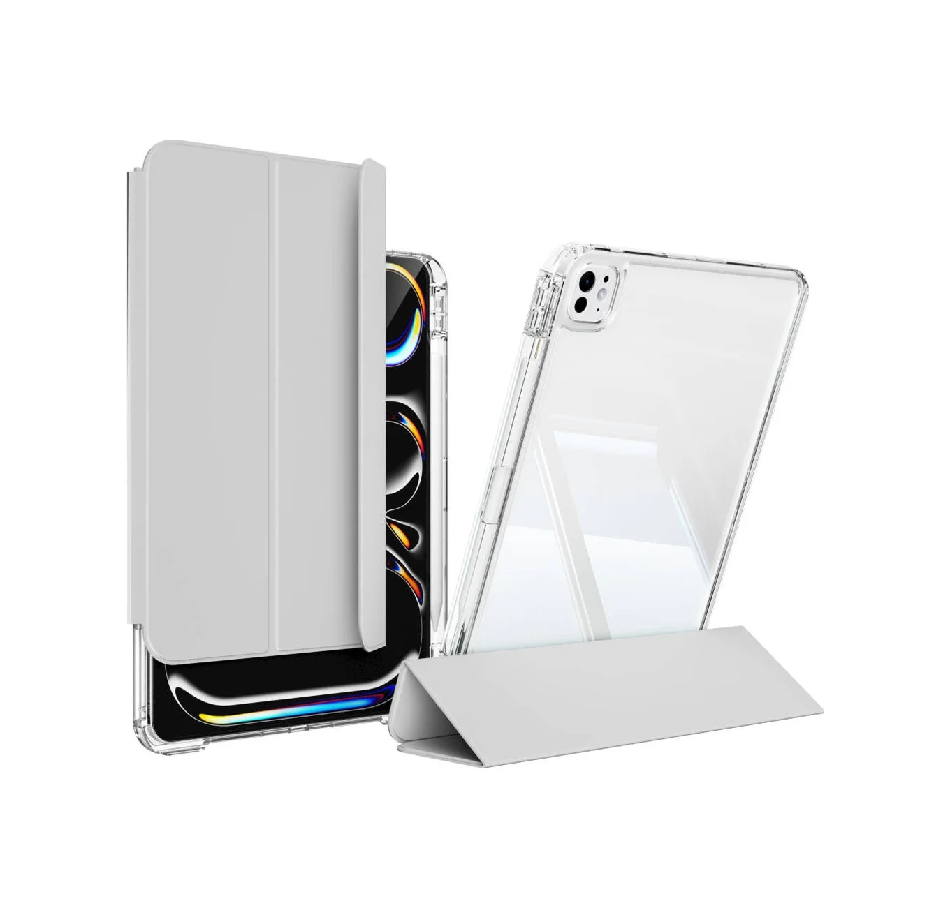 Lexroo Apple Uyumlu iPad Pro 13 2025 M5 Kılıf Magnetik Ayrılabilen Airbagli Sliding Tablet Kılıfı - Gri Lexroo Apple Uyumlu iPad Pro 13 2025 M5 Kılıf Magnetik Ayrılabilen Airbagli Sliding Tablet Kılıfı - Gri