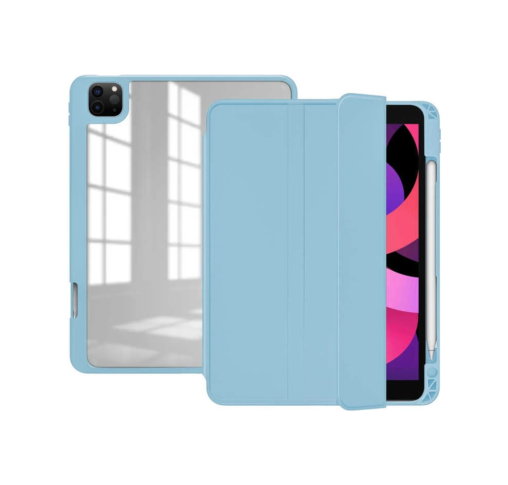 Lexroo Apple Uyumlu iPad Pro 12.9 2022 M2 Kılıf Nort Arkası Şeffaf Standlı Kılıf - Mavi Açık Lexroo Apple Uyumlu iPad Pro 12.9 2022 M2 Kılıf Nort Arkası Şeffaf Standlı Kılıf - Mavi Açık