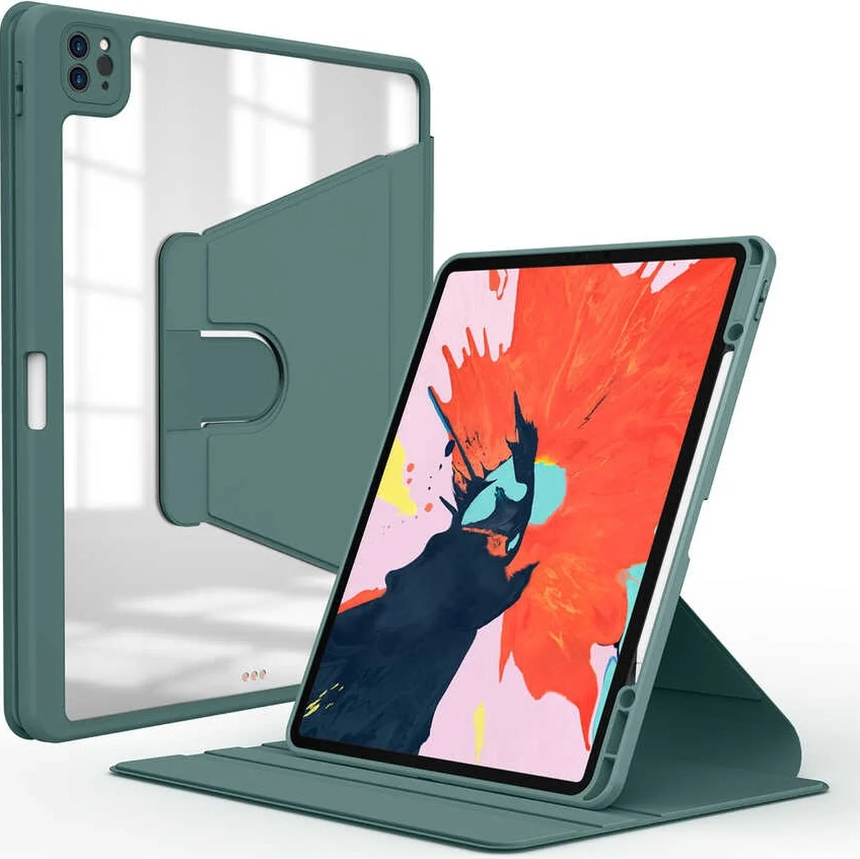 Lexroo Apple Uyumlu iPad Pro 12.9 2022 M2 Kılıf Nayn Dönebilen Standlı Kılıf - Koyu Yeşil Silikon Lexroo Apple Uyumlu iPad Pro 12.9 2022 M2 Kılıf Nayn Dönebilen Standlı Kılıf - Koyu Yeşil Silikon