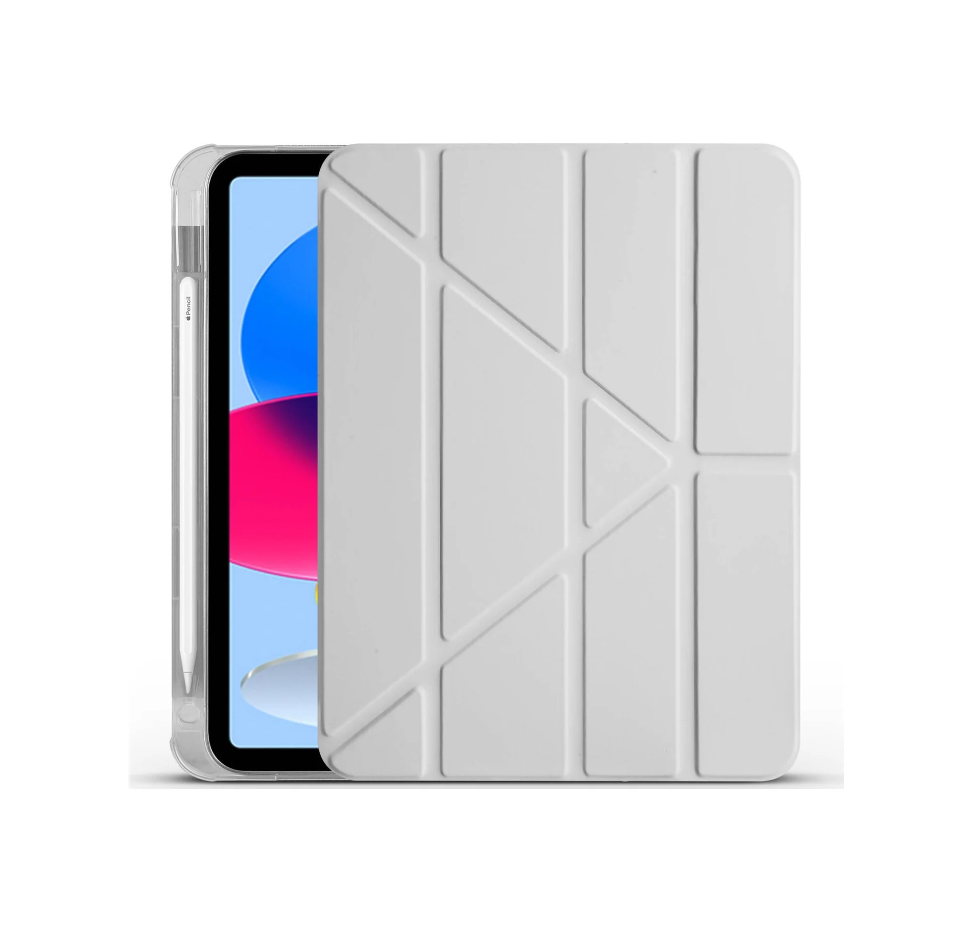 Lexroo Apple Uyumlu iPad 11.nesil 2025 Kılıf Tri Folding Kalem Bölmeli Standlı Kılıf - Gri Silikon Lexroo Apple Uyumlu iPad 11.nesil 2025 Kılıf Tri Folding Kalem Bölmeli Standlı Kılıf - Gri Silikon