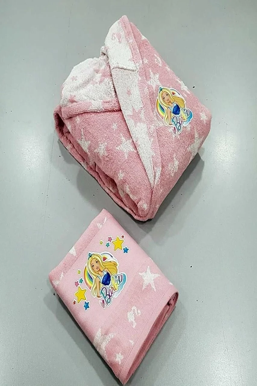 Lexroo Barbie Star Pembe 7-8 Yaş 2 Parça Çocuk Bornoz Seti Standart Lexroo Barbie Star Pembe 7-8 Yaş 2 Parça Çocuk Bornoz Seti Standart