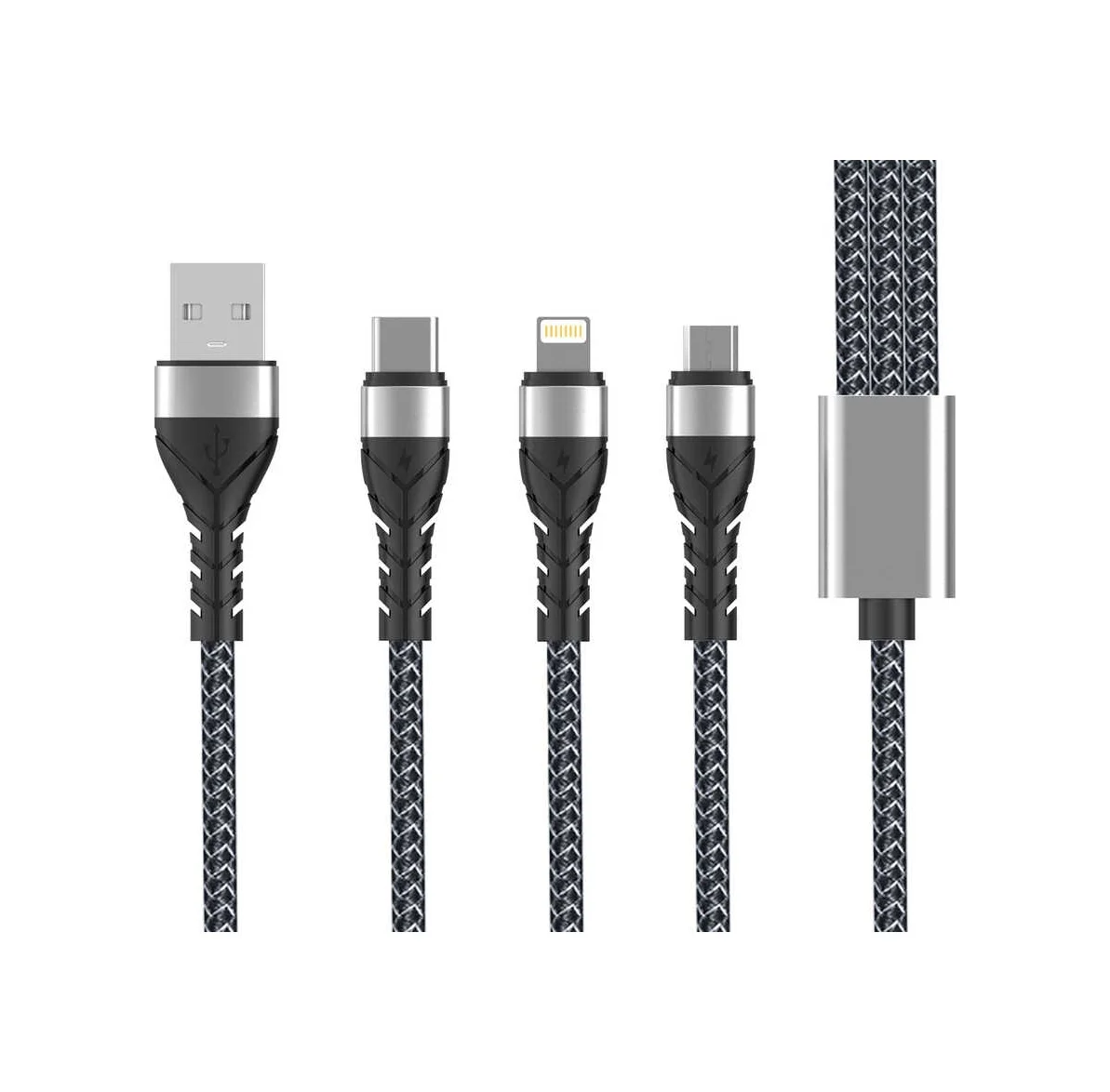 Lexroo Bax 3 İn 1 Usb Kablo 1.2m - Siyah Lexroo Bax 3 İn 1 Usb Kablo 1.2m - Siyah