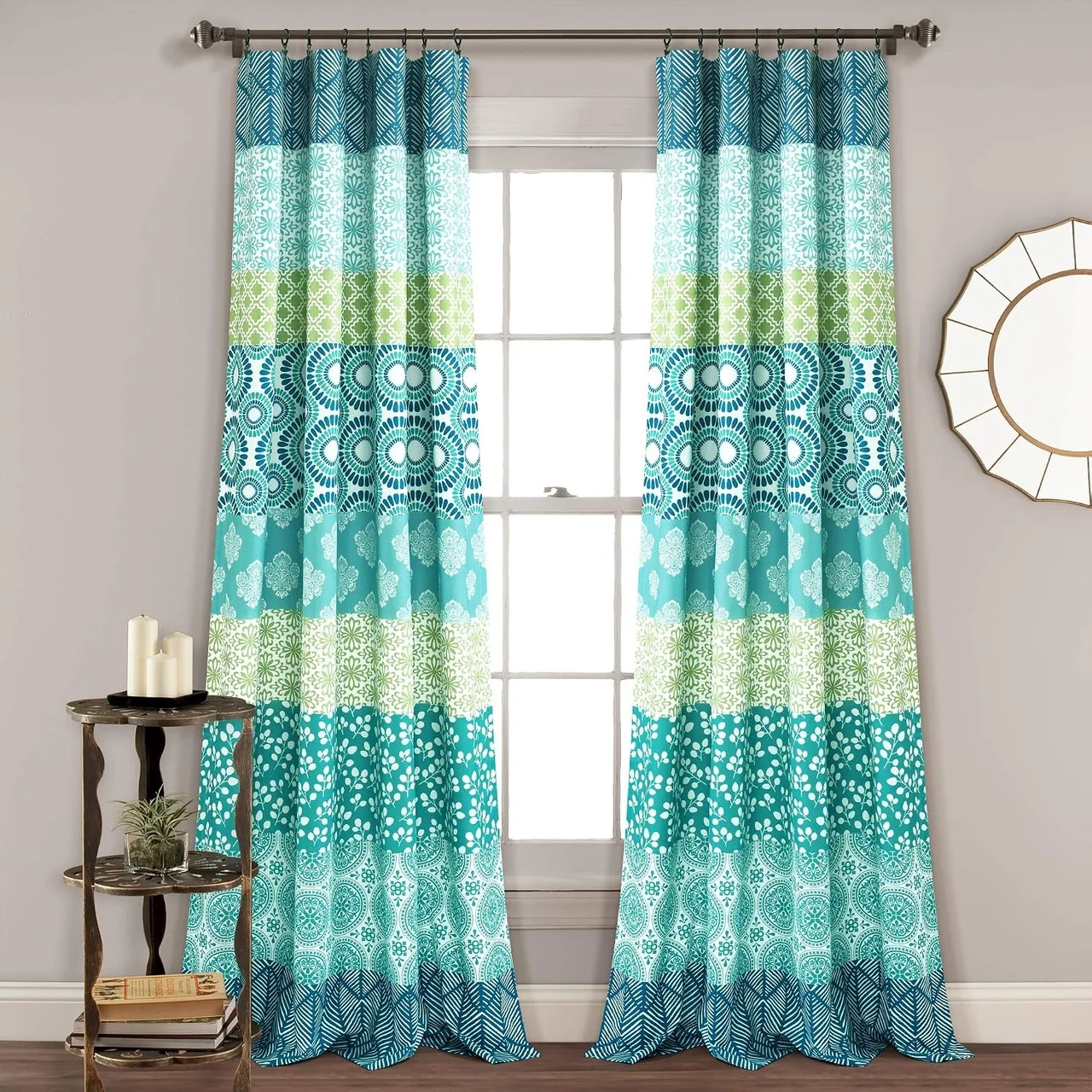 Lexroo Bohemian Çizgili Pencere Perdesi, Mavi/yeşil, 132 X 213 Cm Lexroo Bohemian Çizgili Pencere Perdesi, Mavi/yeşil, 132 X 213 Cm