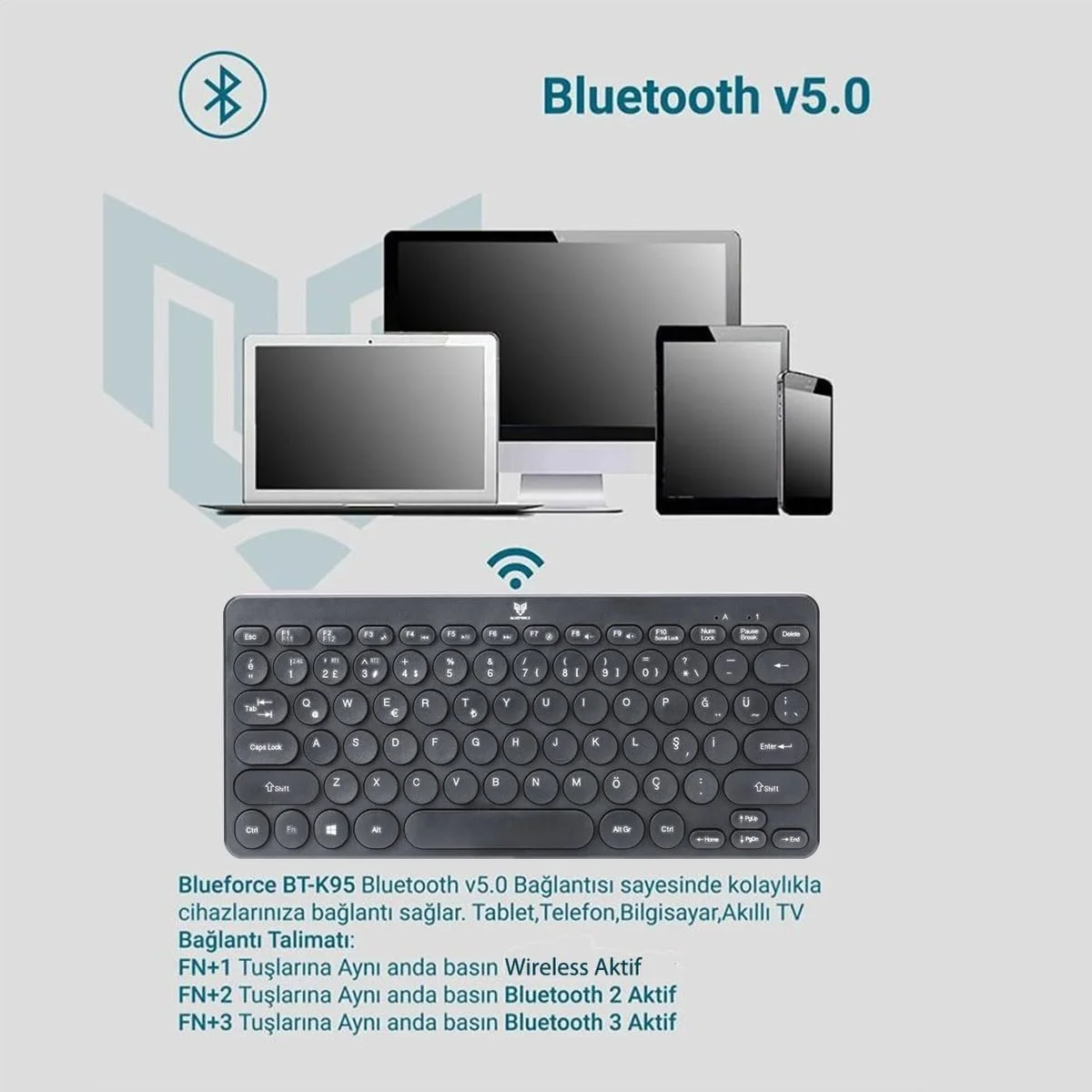 Lexroo Bt-k95 2,4ghz Wireless+bluetooth Kablosuz Sessiz Klavye Siyah Çift Modlu Telefon Tablet Mac Lexroo Bt-k95 2,4ghz Wireless+bluetooth Kablosuz Sessiz Klavye Siyah Çift Modlu Telefon Tablet Mac