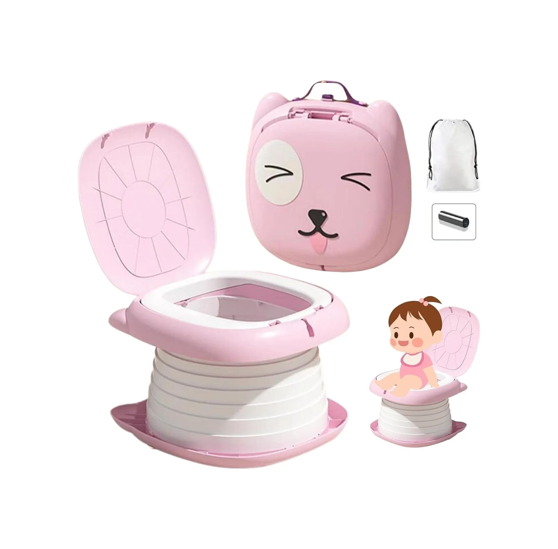 Lexroo Cat Potty Katlanabilir Çocuk Tuvaleti, Çok Fonksiyonlu Taşınabilir Alıştırma Lazımlığı Lexroo Cat Potty Katlanabilir Çocuk Tuvaleti, Çok Fonksiyonlu Taşınabilir Alıştırma Lazımlığı
