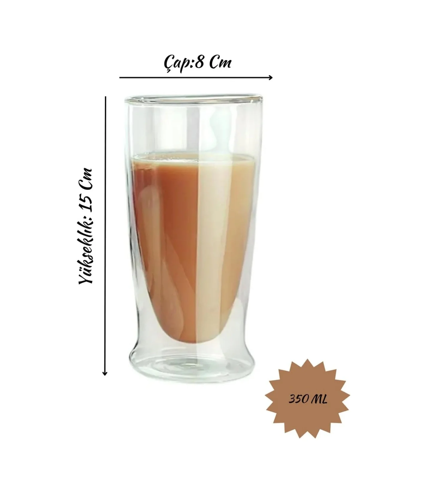 Lexroo Çift Cidarlı Uzun Model Cam Kokteyl, Meşrubat, Latte, Su Bardağı, 350 Ml, 1 Adet - 12323 Çok Renkli Lexroo Çift Cidarlı Uzun Model Cam Kokteyl, Meşrubat, Latte, Su Bardağı, 350 Ml, 1 Adet - 12323 Çok Renkli
