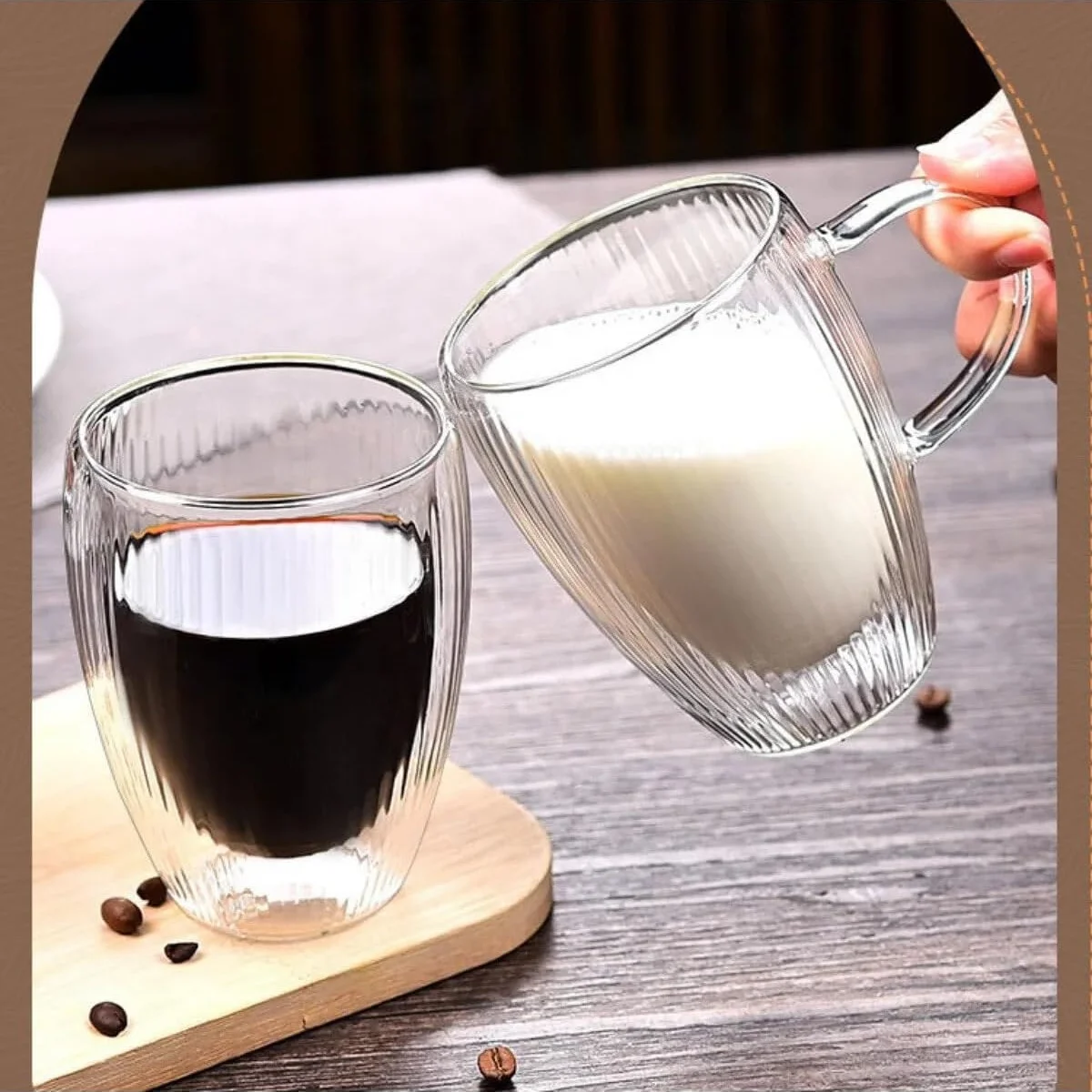 Lexroo Çift Cidarlı Çizgili Cam, Kahve, Latte, Ekspresso, Meşrubat, Su Bardağı, 300 Ml - 12322 Çok Renkli Lexroo Çift Cidarlı Çizgili Cam, Kahve, Latte, Ekspresso, Meşrubat, Su Bardağı, 300 Ml - 12322 Çok Renkli