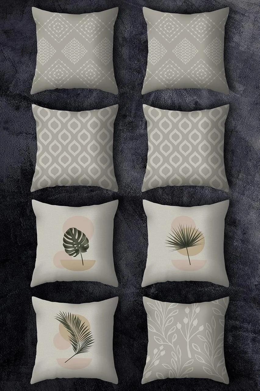 Lexroo Çift Tarafı Baskılı 43x43 Kırlent Kılıfı 8'li Set Kombini Çok Renkli Lexroo Çift Tarafı Baskılı 43x43 Kırlent Kılıfı 8'li Set Kombini Çok Renkli