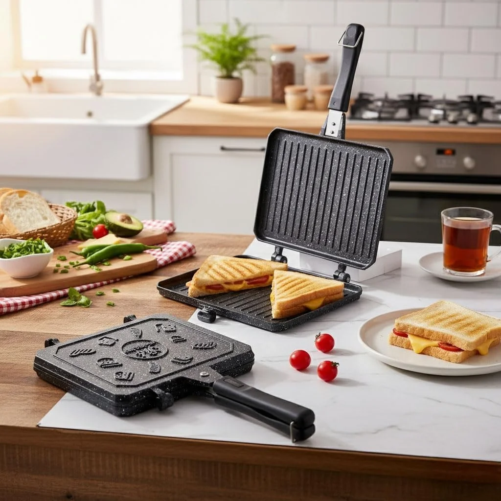 Lexroo Çift Taraflı Ocak Üstü Döküm Tost Makinesi Lexroo Çift Taraflı Ocak Üstü Döküm Tost Makinesi