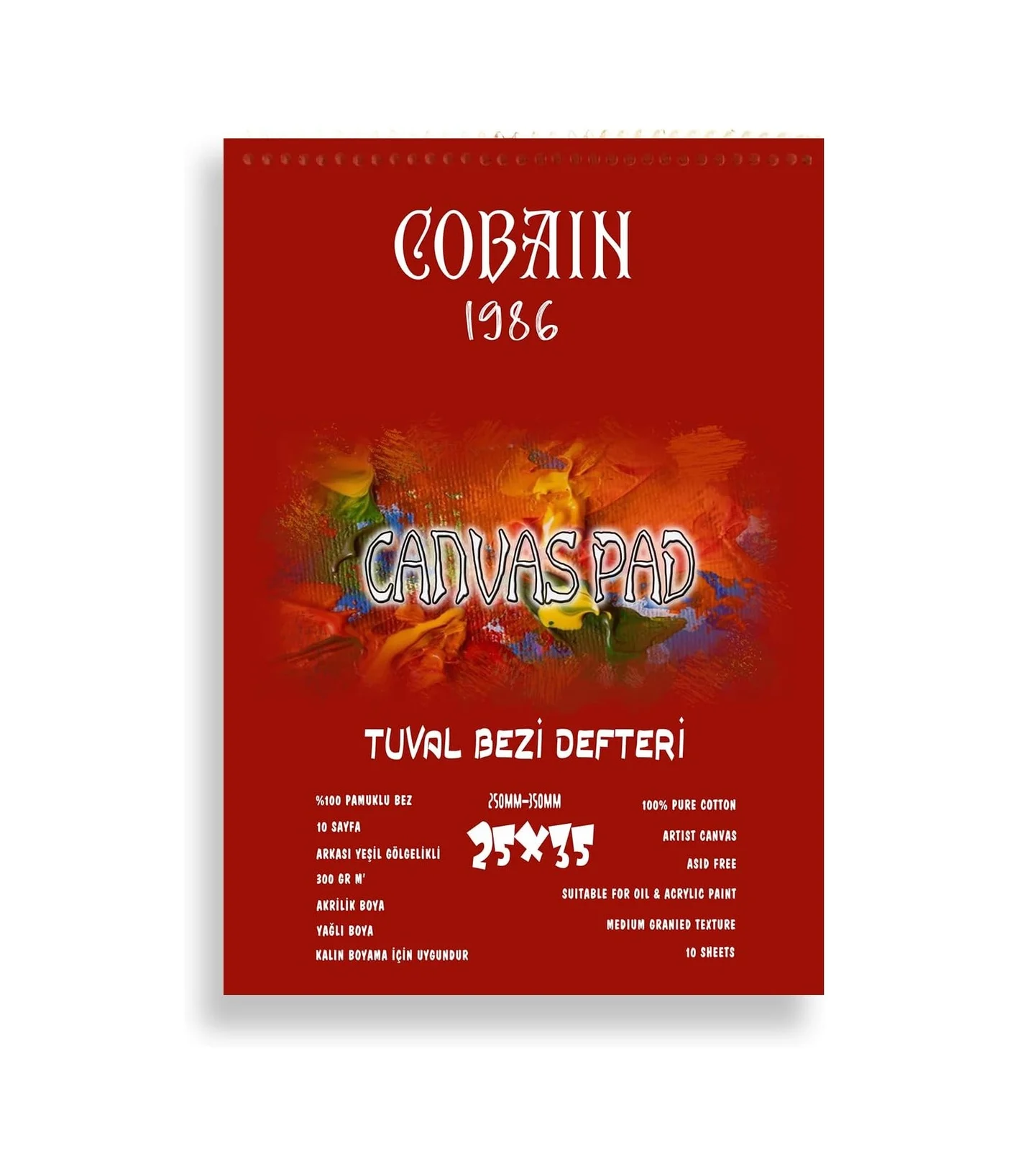 Lexroo Cobain 1986 Tuval Bezli Resim Defteri - Akrilik, Yağlıboya & Guaj Uyumlu 300gr 25x35 Çok Renkli Lexroo Cobain 1986 Tuval Bezli Resim Defteri - Akrilik, Yağlıboya & Guaj Uyumlu 300gr 25x35 Çok Renkli
