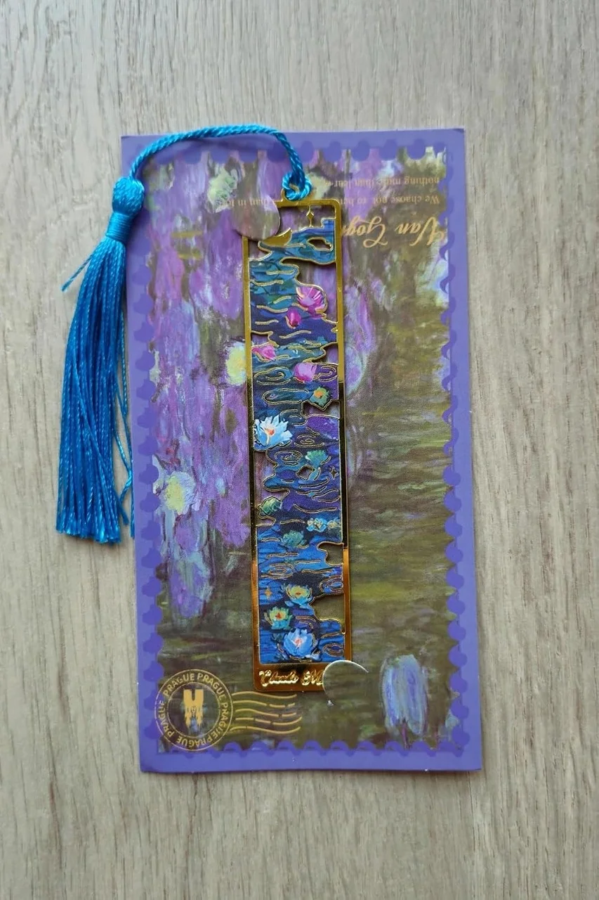 Lexroo Craft,nilüferler Van Gogh Püsküllü Altın Renk Metal Kitap Ayracı Hediyelik Sanatsal Lexroo Craft,nilüferler Van Gogh Püsküllü Altın Renk Metal Kitap Ayracı Hediyelik Sanatsal