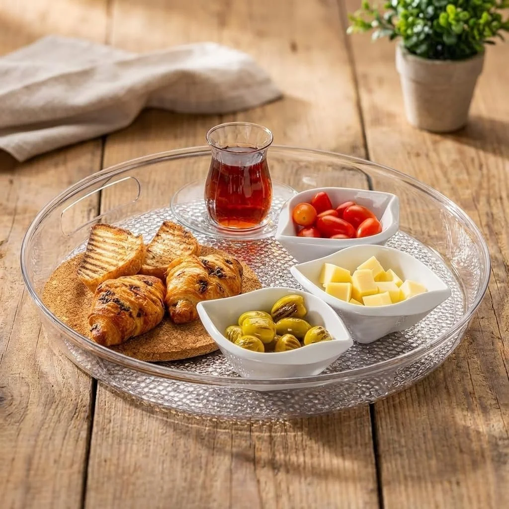 Lexroo Diamond Akrilik Kırılmaz Şeffaf Servis Tepsisi Yuvarlak 36x36x5cm - Akrilik Kırılmaz Tepsi Lexroo Diamond Akrilik Kırılmaz Şeffaf Servis Tepsisi Yuvarlak 36x36x5cm - Akrilik Kırılmaz Tepsi