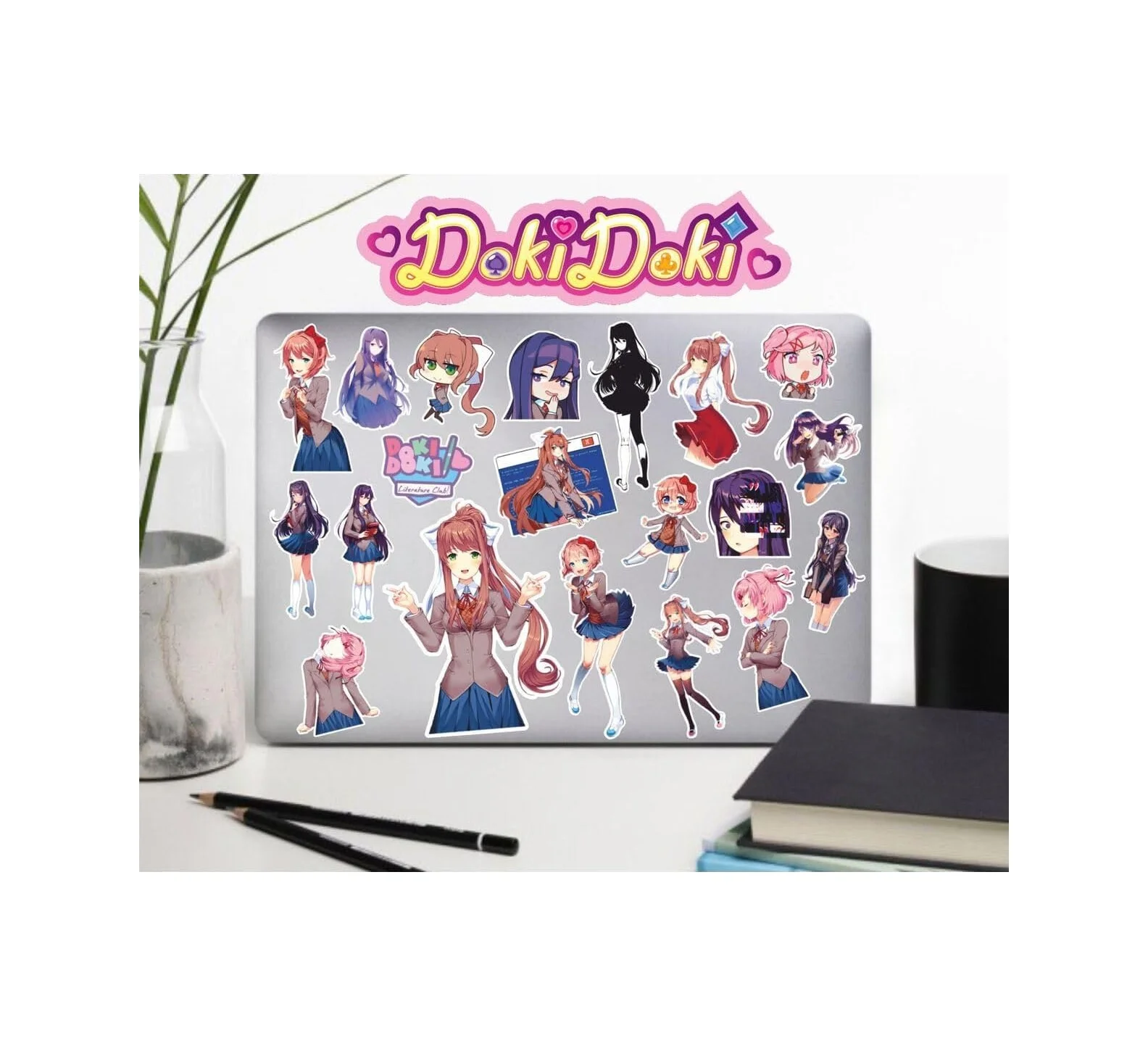 Lexroo Doki Doki Literature Club Defter Suluk Laptop Notebook Tablet Telefon Kılıf Sticker Seti Çok Renkli Lexroo Doki Doki Literature Club Defter Suluk Laptop Notebook Tablet Telefon Kılıf Sticker Seti Çok Renkli