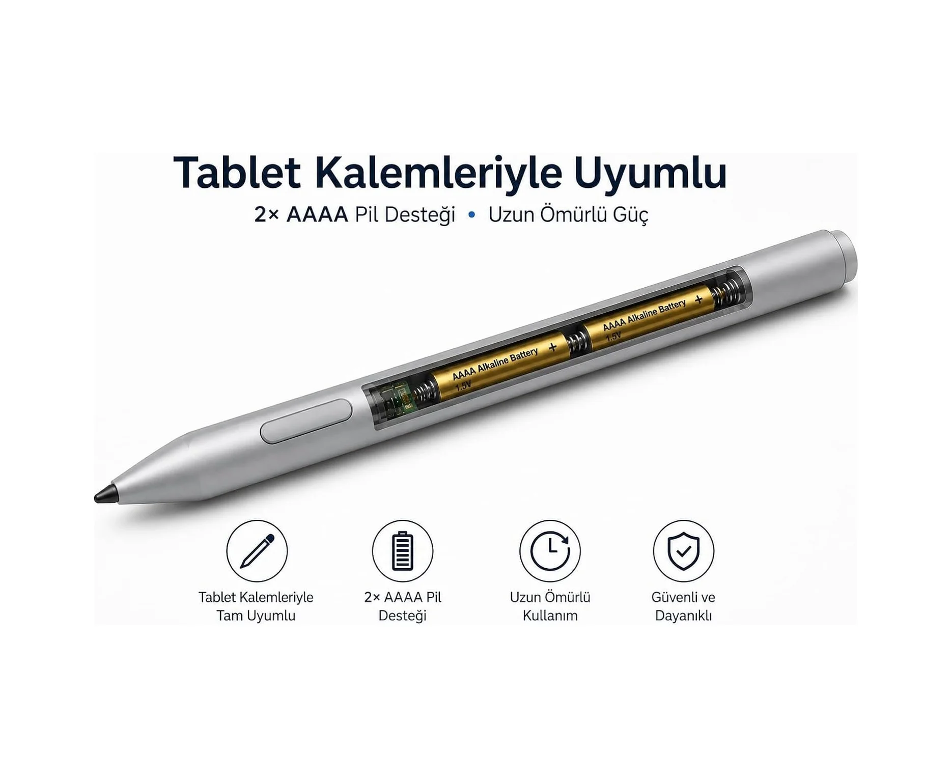 Lexroo Dokunmatik Tablet Kalemi İçin Aaaa Alkalin Pil 1.5v Lr61 2'li Paket Lexroo Dokunmatik Tablet Kalemi İçin Aaaa Alkalin Pil 1.5v Lr61 2'li Paket