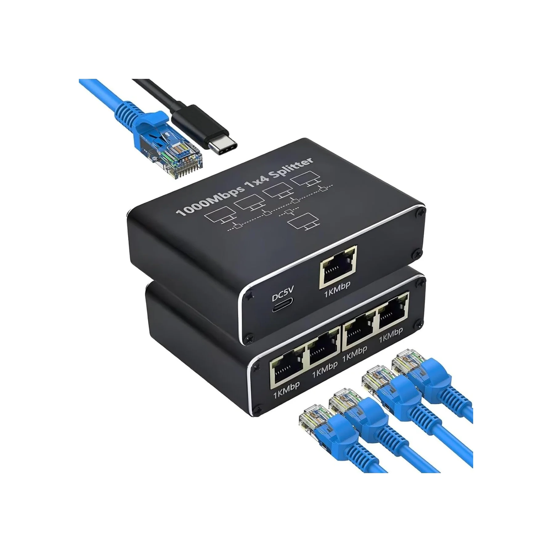 Lexroo Ethernet Splitter, Gigabit Ağ Bölücü, Bilgisayar, Hub, Anahtar, Yönlendirici 1x4 Portlu Lexroo Ethernet Splitter, Gigabit Ağ Bölücü, Bilgisayar, Hub, Anahtar, Yönlendirici 1x4 Portlu