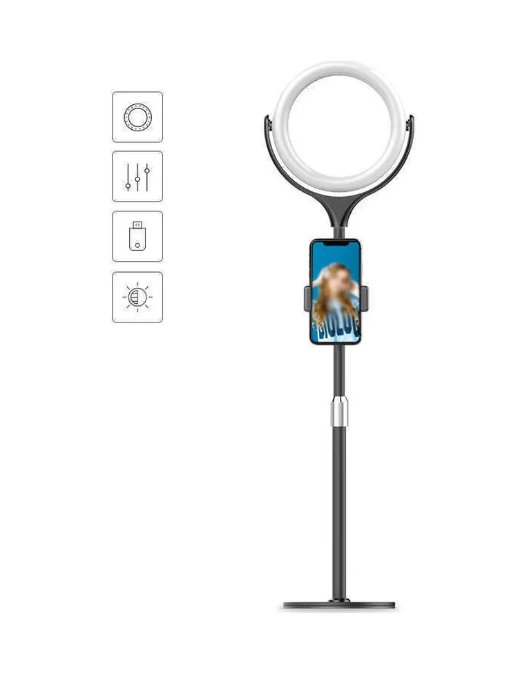 Lexroo F-537 30 Cm Işıklı Telefon Tutucu Ring Light - Siyah Lexroo F-537 30 Cm Işıklı Telefon Tutucu Ring Light - Siyah