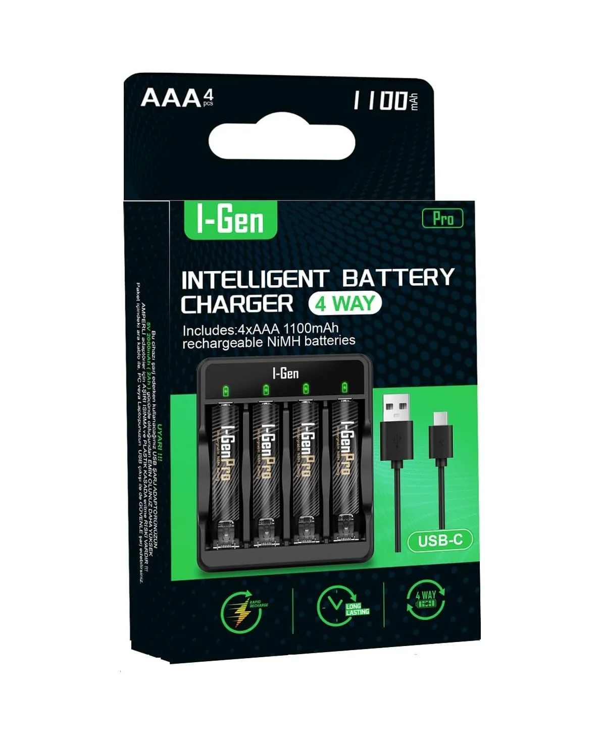 Lexroo G411 4'lü Pil Şarj Aleti + 4 Adet Aaa Pro 1100 Mah Şarjlı İnce Kalem Pilli Set Lexroo G411 4'lü Pil Şarj Aleti + 4 Adet Aaa Pro 1100 Mah Şarjlı İnce Kalem Pilli Set