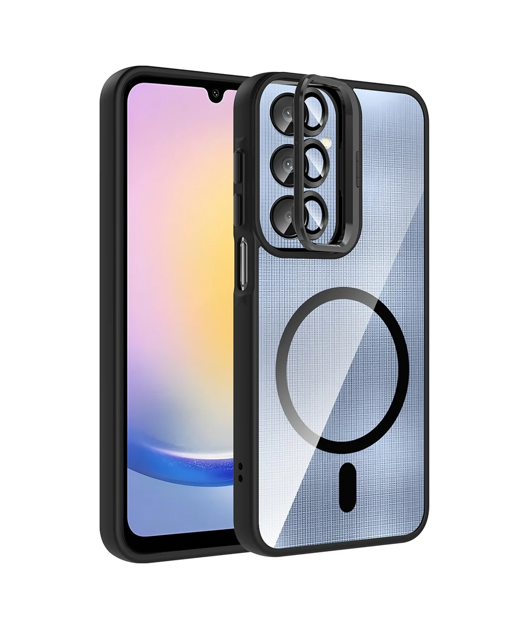 Lexroo Galaxy Uyumlu A25 Kılıf Standlı Ve Kamera Lens li M-safe Şarj Özellikli Etro Kılıf - Siyah Lexroo Galaxy Uyumlu A25 Kılıf Standlı Ve Kamera Lens li M-safe Şarj Özellikli Etro Kılıf - Siyah