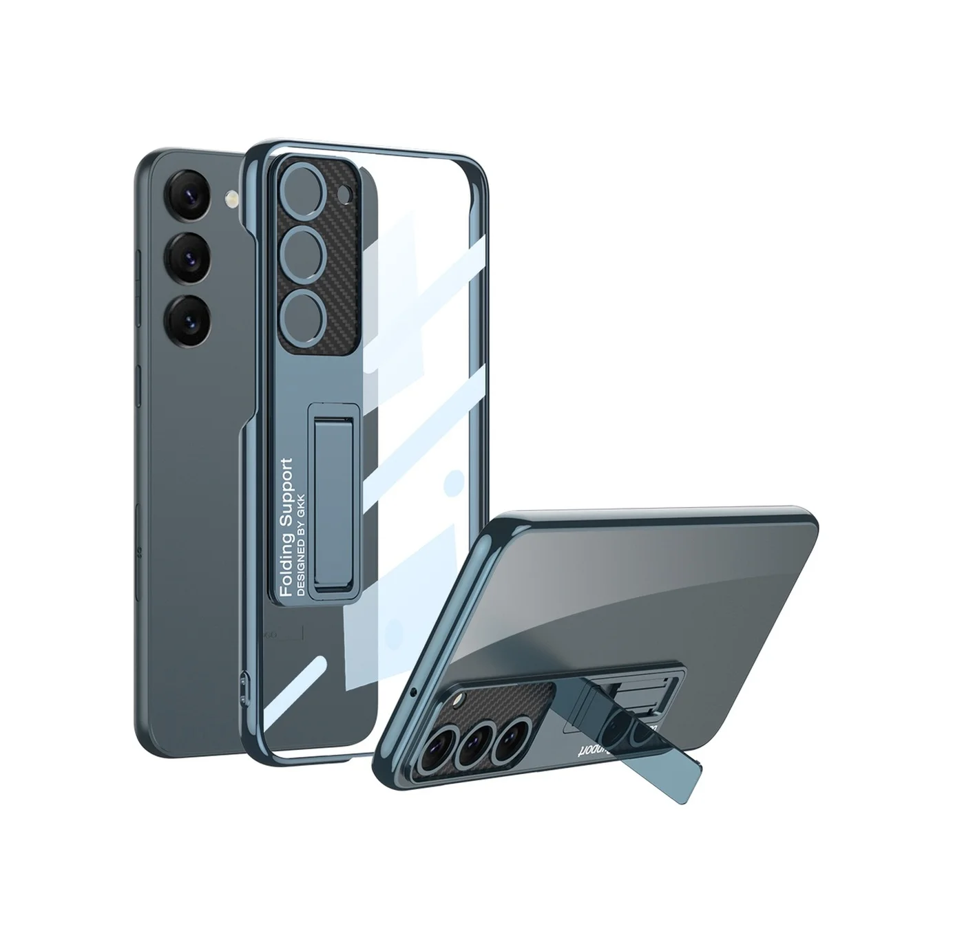 Lexroo Galaxy Uyumlu S23 Plus Kılıf Kamera Korumalı Şeffaf Tasarımlı Standlı Kılıf - Mavi Lexroo Galaxy Uyumlu S23 Plus Kılıf Kamera Korumalı Şeffaf Tasarımlı Standlı Kılıf - Mavi