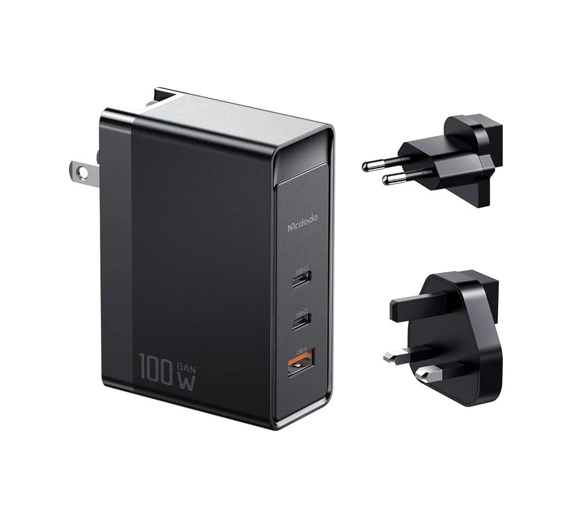 Lexroo Gan 100w 3-port Fast Charger, Siyah Standart Lexroo Gan 100w 3-port Fast Charger, Siyah Standart