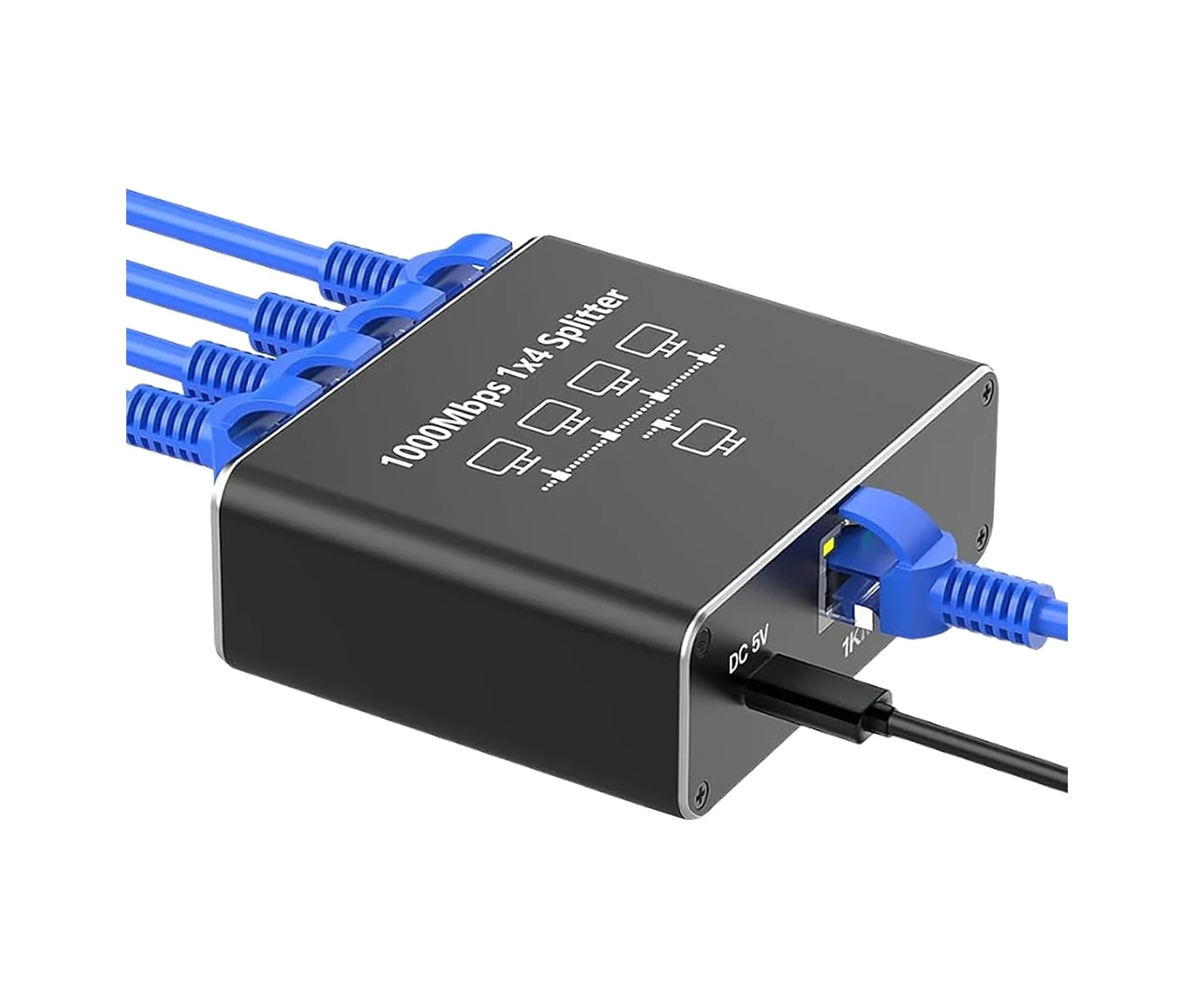 Lexroo Gigabit Ethernet Splitter Lan Switch 4 Port, Tip C Güç Kablosu, 1000mbps Rj45 Ağ Dağıtıcı Lexroo Gigabit Ethernet Splitter Lan Switch 4 Port, Tip C Güç Kablosu, 1000mbps Rj45 Ağ Dağıtıcı
