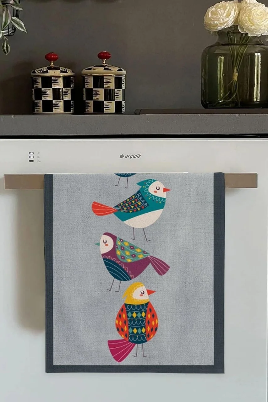 Lexroo Gri Papağan Desenli Fırın Mutfak Havlusu 30x50cm Lexroo Gri Papağan Desenli Fırın Mutfak Havlusu 30x50cm