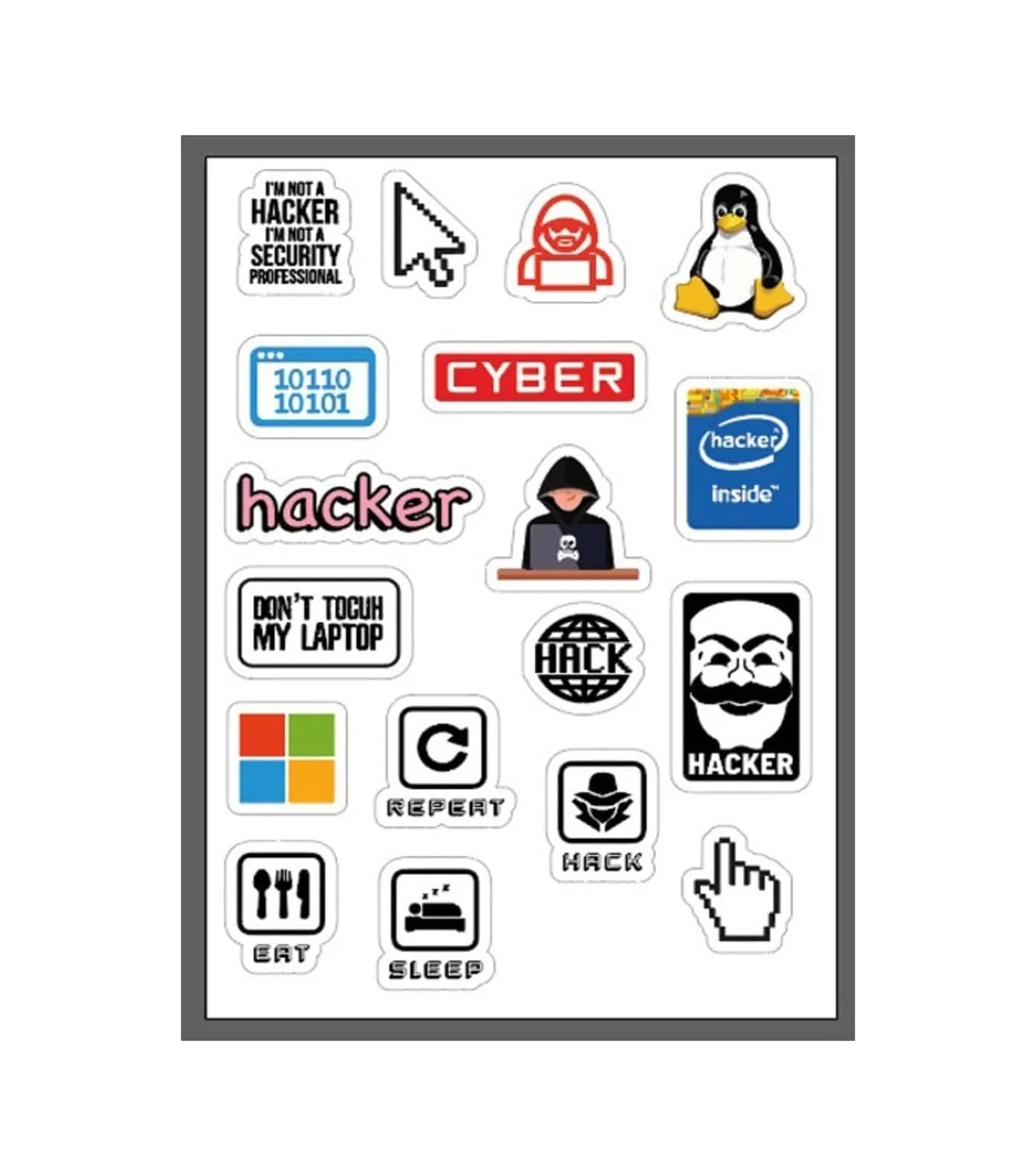 Lexroo Hacker Temalı Sticker Set 18 Adet Çok Renkli Lexroo Hacker Temalı Sticker Set 18 Adet Çok Renkli