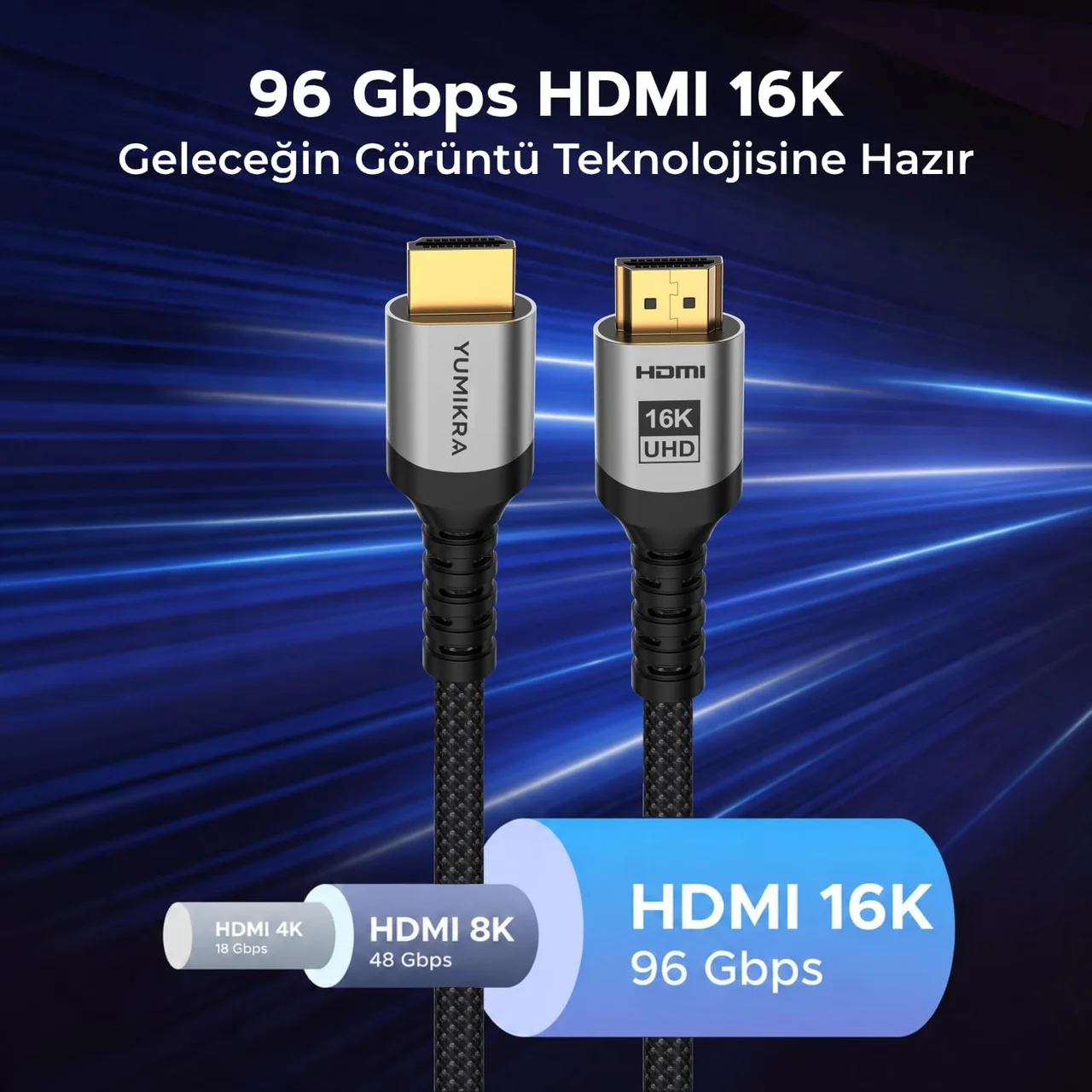 Lexroo Hdmı 2.2 Kablo 16k 96gbps, 16k 60hz, 8k 240hz, Hdmı 2.2, Alüminyum Gövde - 2 Metre Lexroo Hdmı 2.2 Kablo 16k 96gbps, 16k 60hz, 8k 240hz, Hdmı 2.2, Alüminyum Gövde - 2 Metre