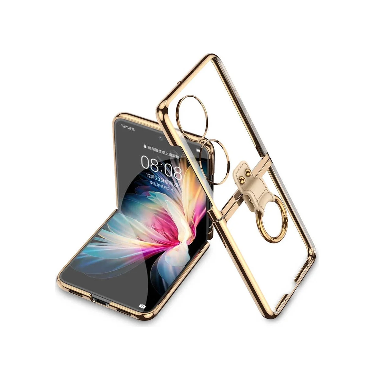 Lexroo Huawei P50 Pocket Kılıf Yüzüklü Kıpta Kılıf - Gold Lexroo Huawei P50 Pocket Kılıf Yüzüklü Kıpta Kılıf - Gold