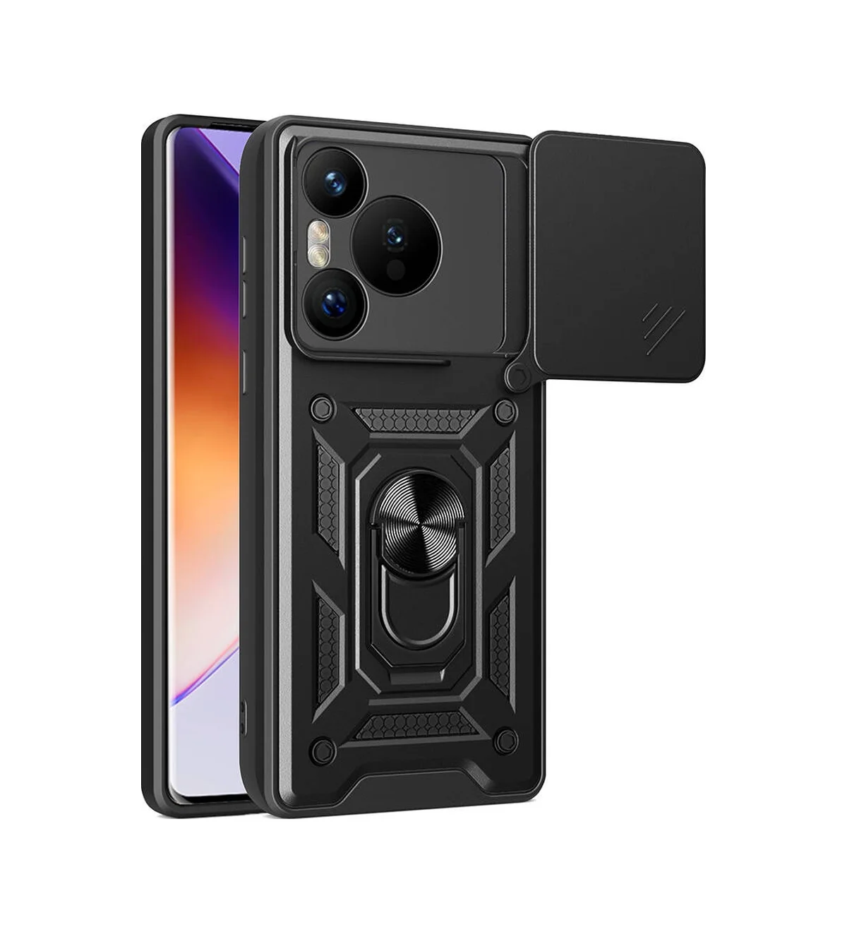 Lexroo Huawei Pura 70 5g Kılıf Magnetik Standlı Kamera Korumalı Sürgülü Vega Kılıf - Siyah Lexroo Huawei Pura 70 5g Kılıf Magnetik Standlı Kamera Korumalı Sürgülü Vega Kılıf - Siyah