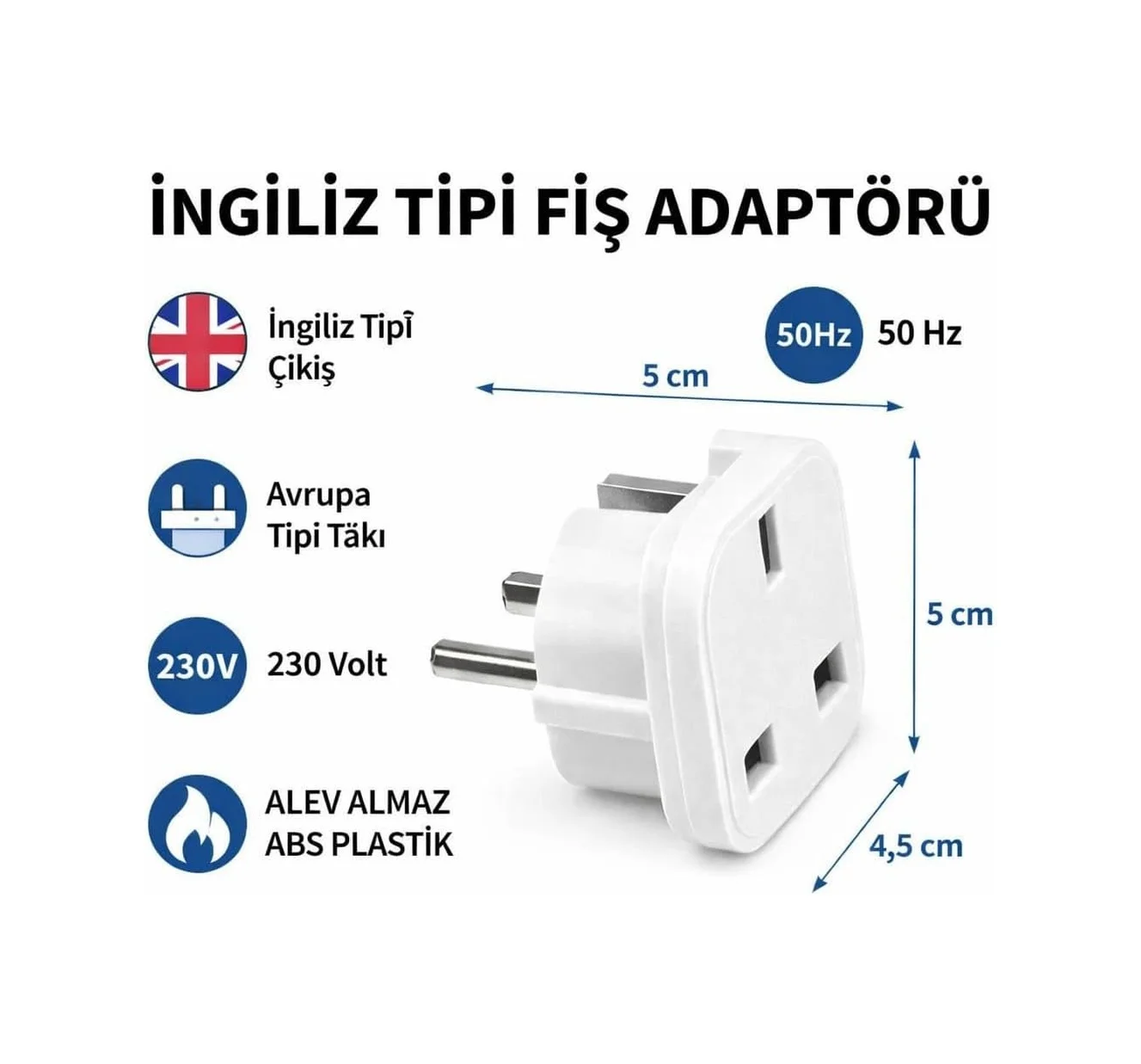 Lexroo İngiliz Tipi Fiş Adaptörü Uk 'den Tr Priz Dönüştürücü, Avrupa Giriş Uyumlu Lexroo İngiliz Tipi Fiş Adaptörü Uk 'den Tr Priz Dönüştürücü, Avrupa Giriş Uyumlu