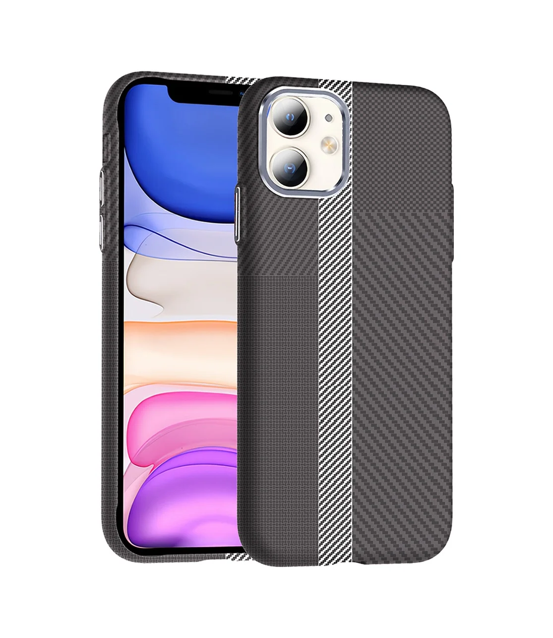Lexroo İphone 11 Kılıf M-safe Şarj Özellikli Karbon Fiber Görünümlü Gros Kılıf - Gri-siyah Lexroo İphone 11 Kılıf M-safe Şarj Özellikli Karbon Fiber Görünümlü Gros Kılıf - Gri-siyah
