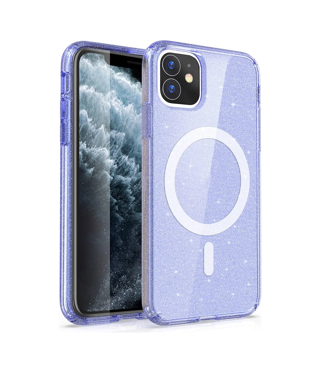 Lexroo İphone 11 Kılıf M-safe Şarj Özellikli Parlayan Simli Saydam Renkli Allstar Kılıf - Mor Lexroo İphone 11 Kılıf M-safe Şarj Özellikli Parlayan Simli Saydam Renkli Allstar Kılıf - Mor
