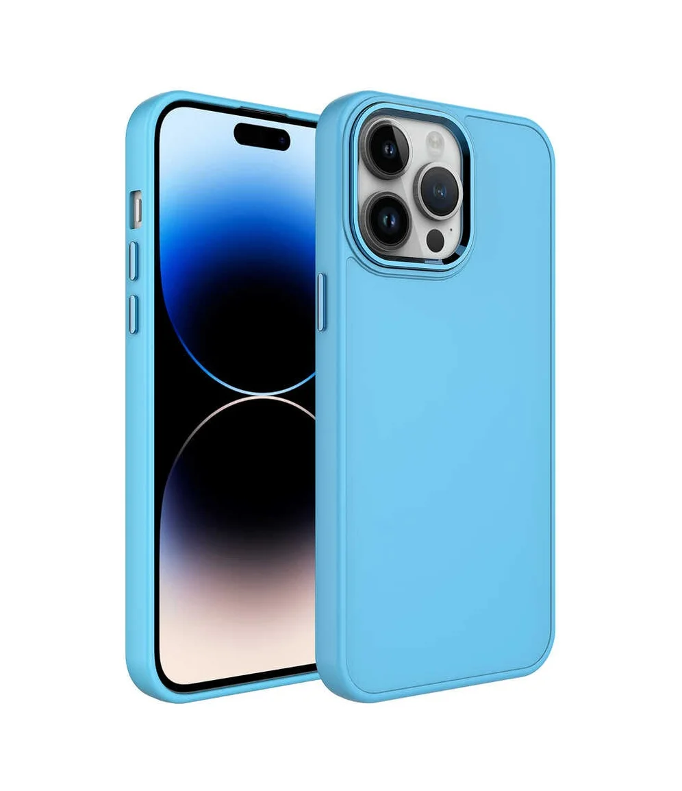 Lexroo İphone 14 Pro Max Kılıf Metal Çerçeve Ve Buton Tasarımlı Silikon Luna Kılıf - Sierra Mavi Lexroo İphone 14 Pro Max Kılıf Metal Çerçeve Ve Buton Tasarımlı Silikon Luna Kılıf - Sierra Mavi