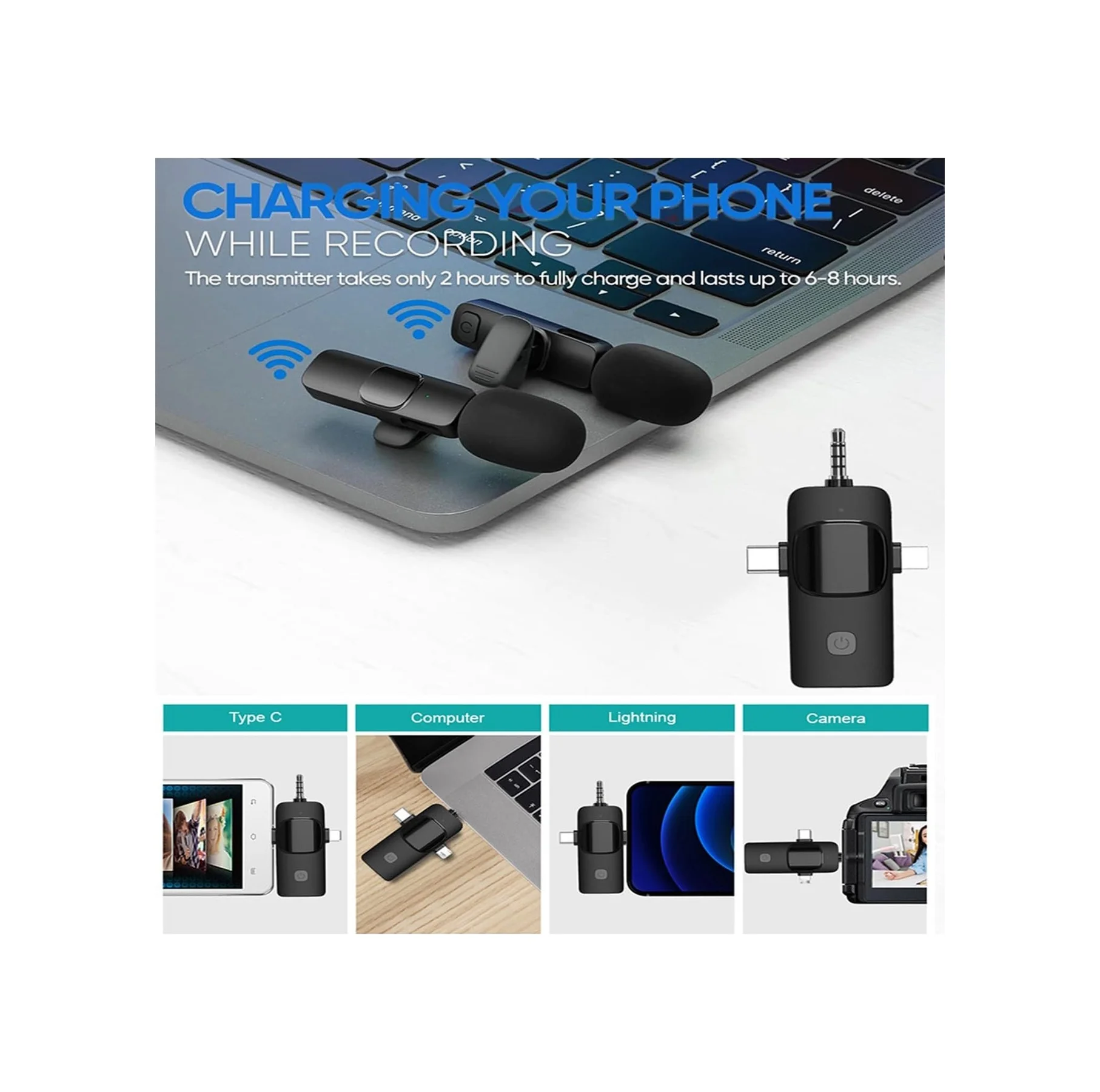 Lexroo K9-c2 Wireless 3ın1 Kablosuz Mikrofon Type-c - Lightning -3,5mm Jak Çiftli Yaka Mikrofonu Lexroo K9-c2 Wireless 3ın1 Kablosuz Mikrofon Type-c - Lightning -3,5mm Jak Çiftli Yaka Mikrofonu