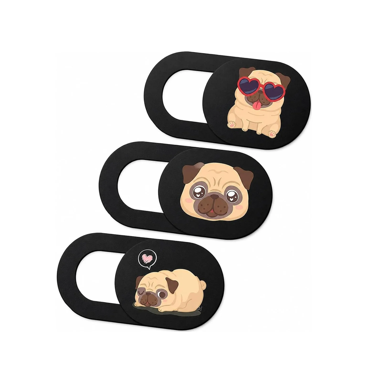 Lexroo Kamera Kapatıcı 3'lü Set, Pug Köpek Desenli Ultra İnce 0.8 Mm Sürgülü Webcam Cover Lexroo Kamera Kapatıcı 3'lü Set, Pug Köpek Desenli Ultra İnce 0.8 Mm Sürgülü Webcam Cover