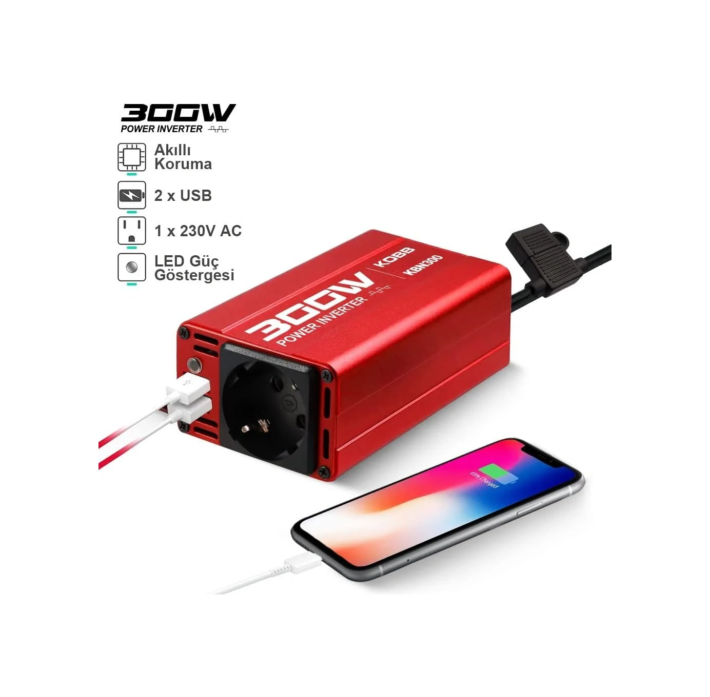 Lexroo Kbn300 12v/220v 300watt Modifiye Sinüs Dönüştürücü İnvertör Lexroo Kbn300 12v/220v 300watt Modifiye Sinüs Dönüştürücü İnvertör